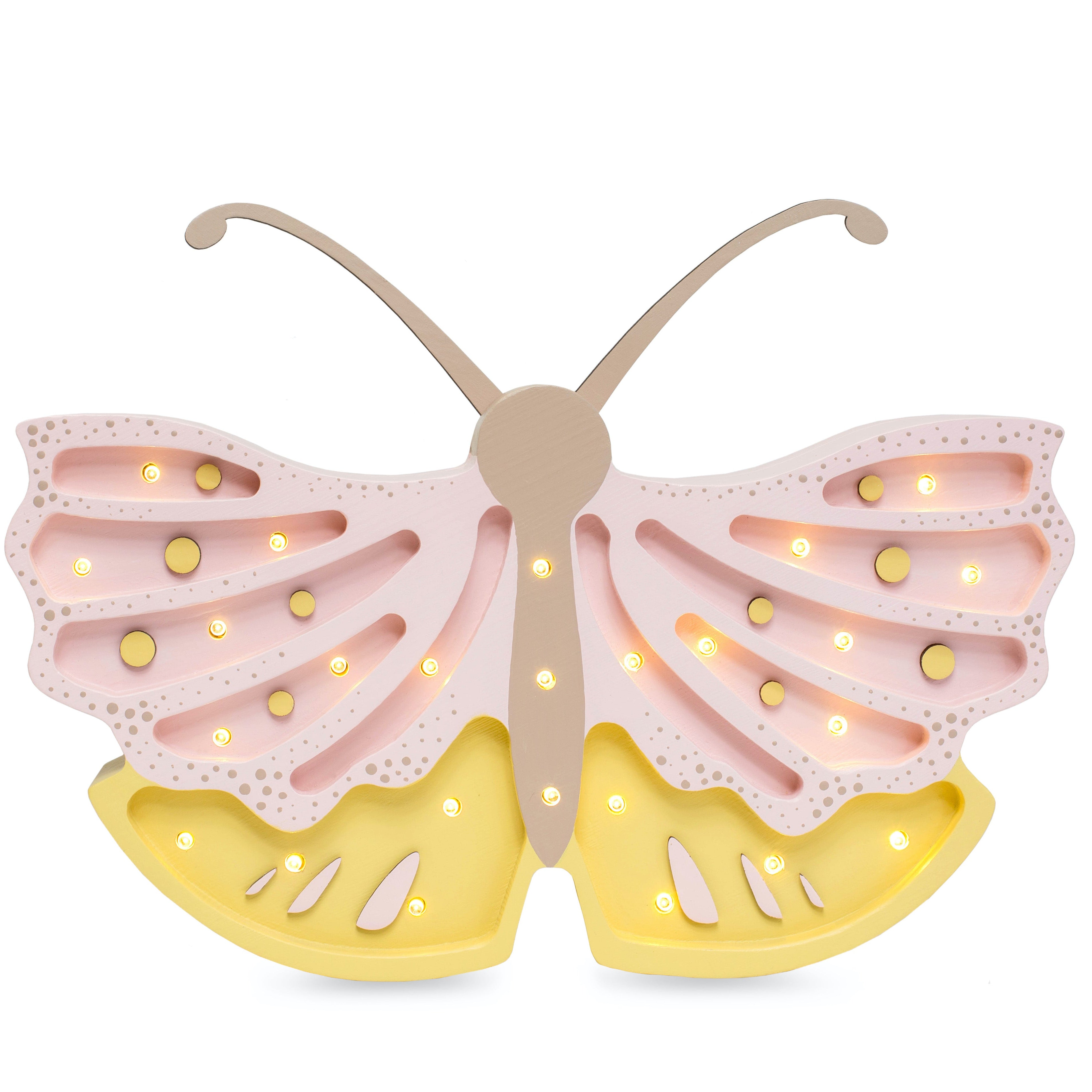 Little Lights Butterfly Lamp in Honey Rose – handmade wooden nursery lamp
