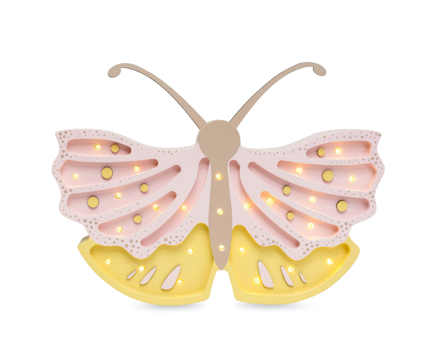Little Lights Butterfly Lamp in Honey Rose – handmade wooden nursery lamp