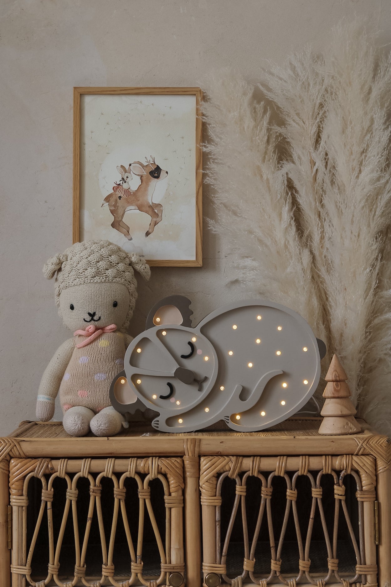 Little Lights Australian Grey Koala Bear Lamp – eco-friendly wooden lamp, handmade night light for children