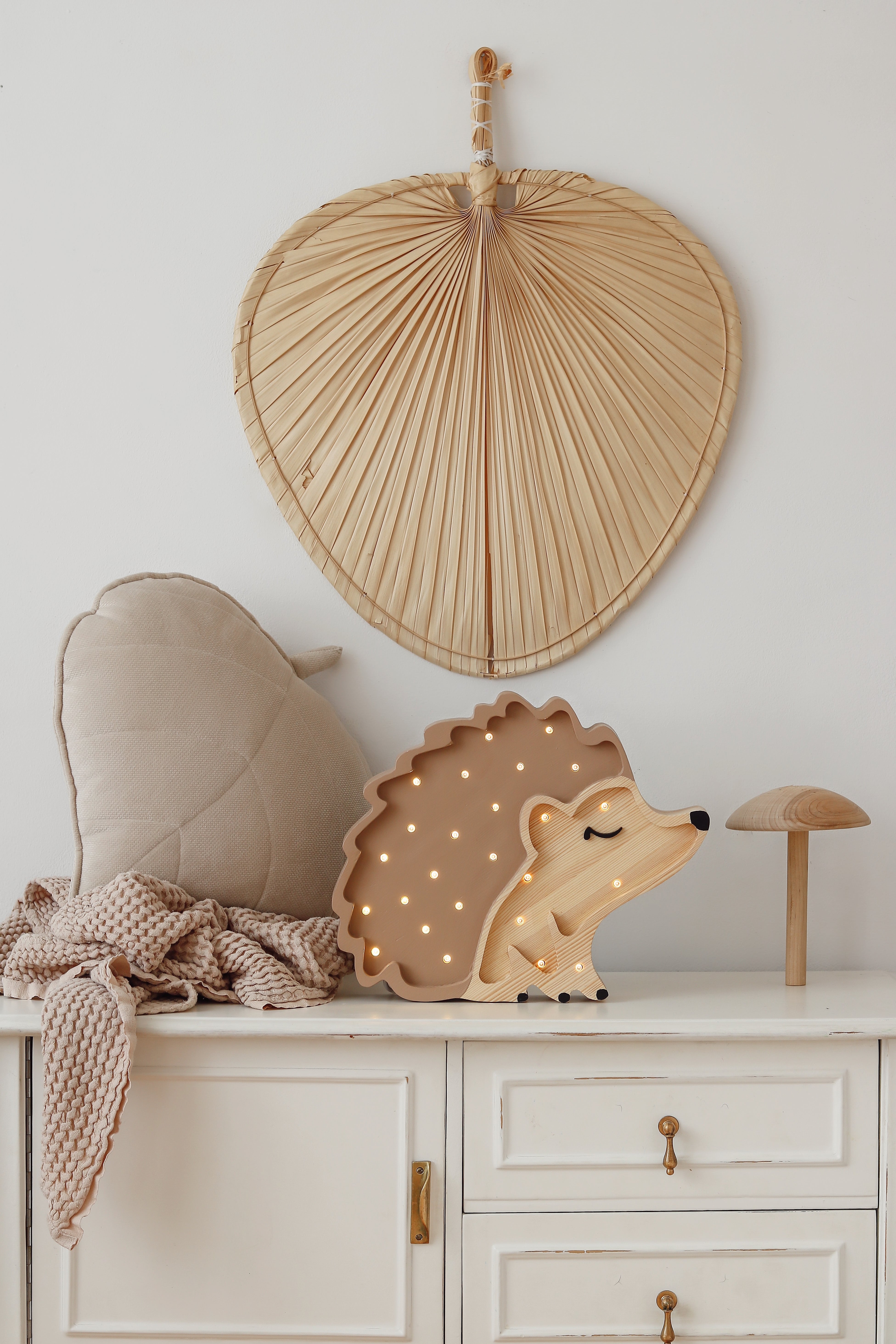 Hedgehog Lamp Autumn Brown – cozy wooden night light for kids, perfect baby shower gift