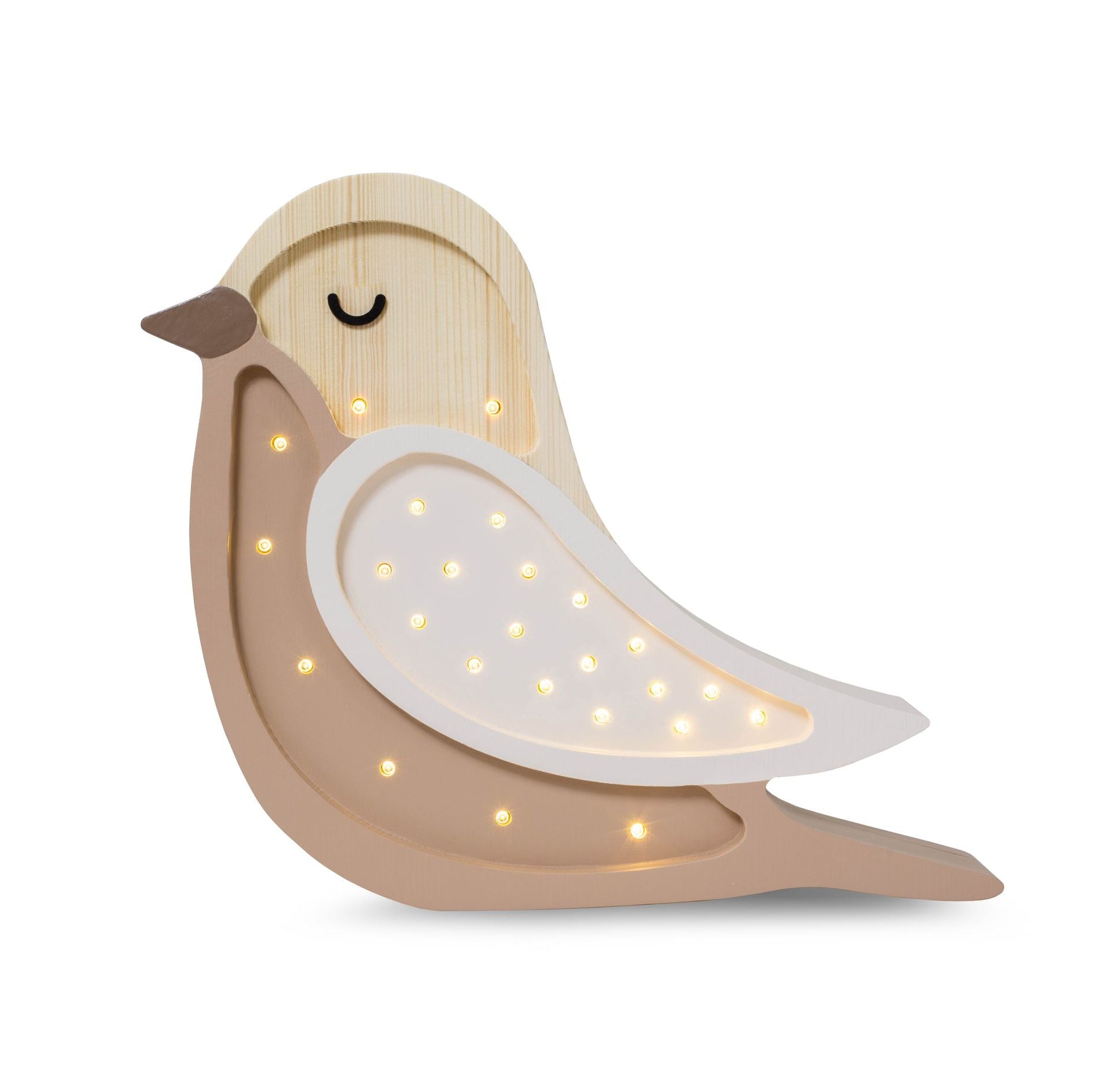 Little Lights Bird Lamp Coffee Wood – Handmade Kids Lamp