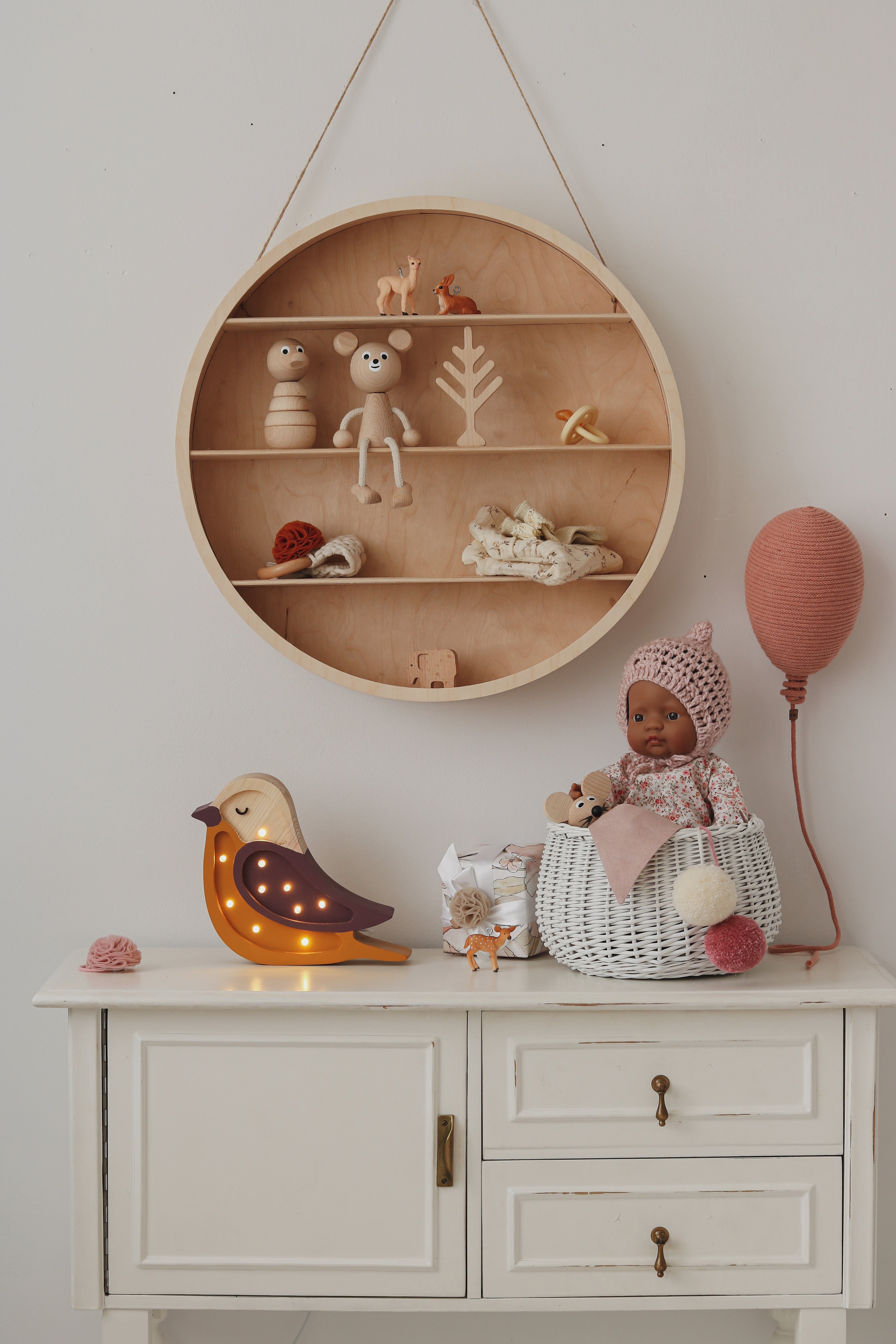 Deep maroon wooden bird lamp with dimmer and remote control