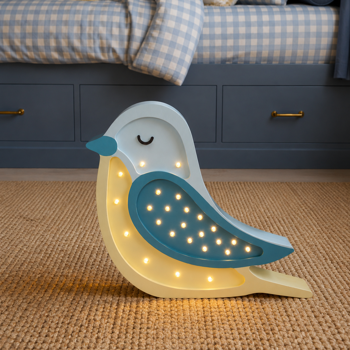 Little Lights blue Bird Night light in a kid's room