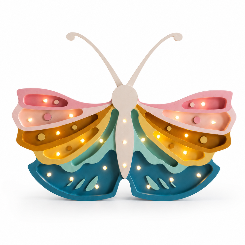 Little Lights Butterly Lamp Retro Rainbow – Handmade Baby Night Light with Dimmer