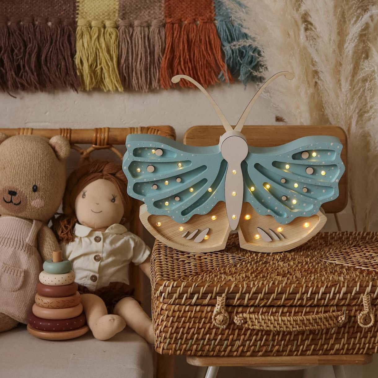 Little Lights blue Butterfly night light in a kid's room