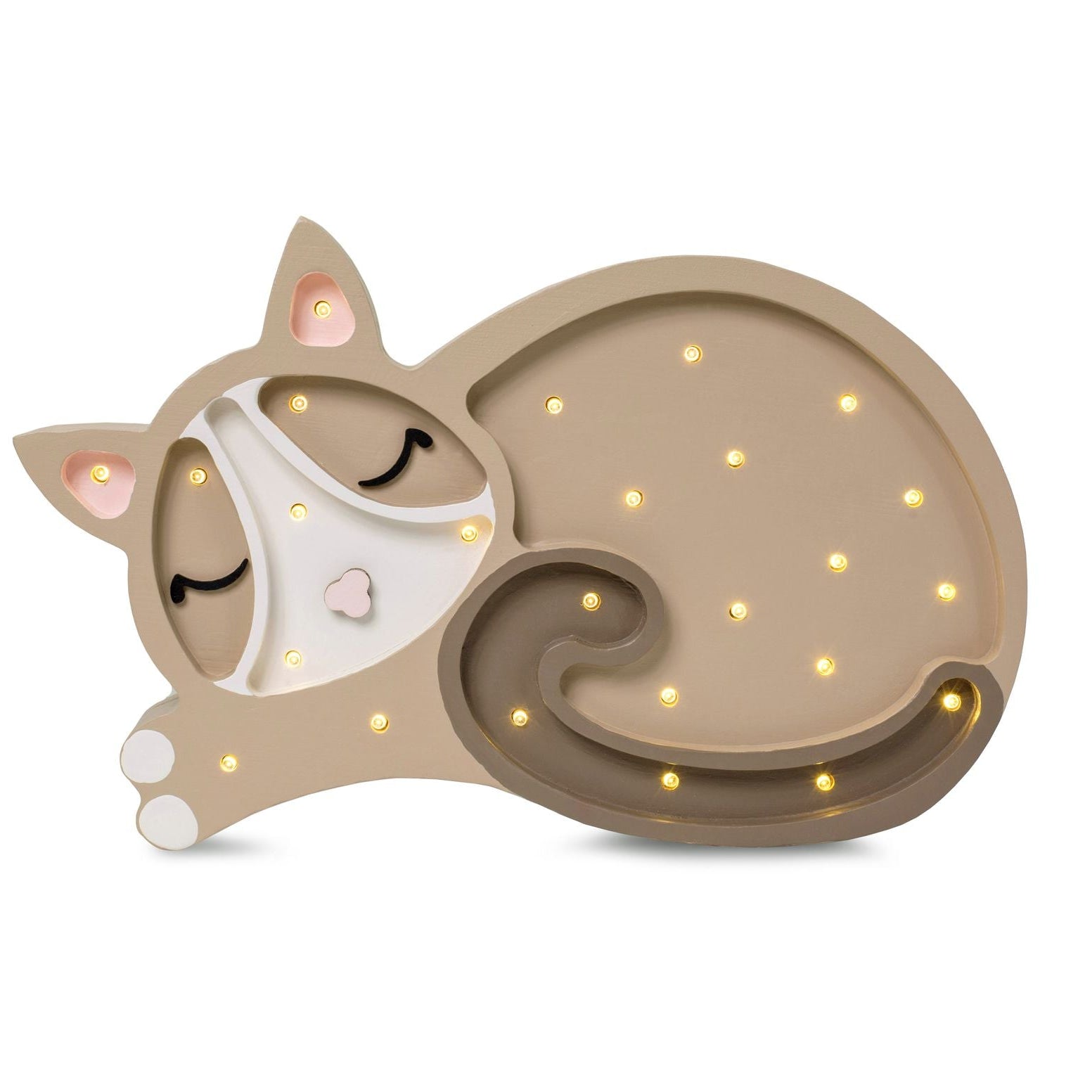 Little Lights Cat Lamp Cappuccino – Handmade Baby Night Light with Dimmer
