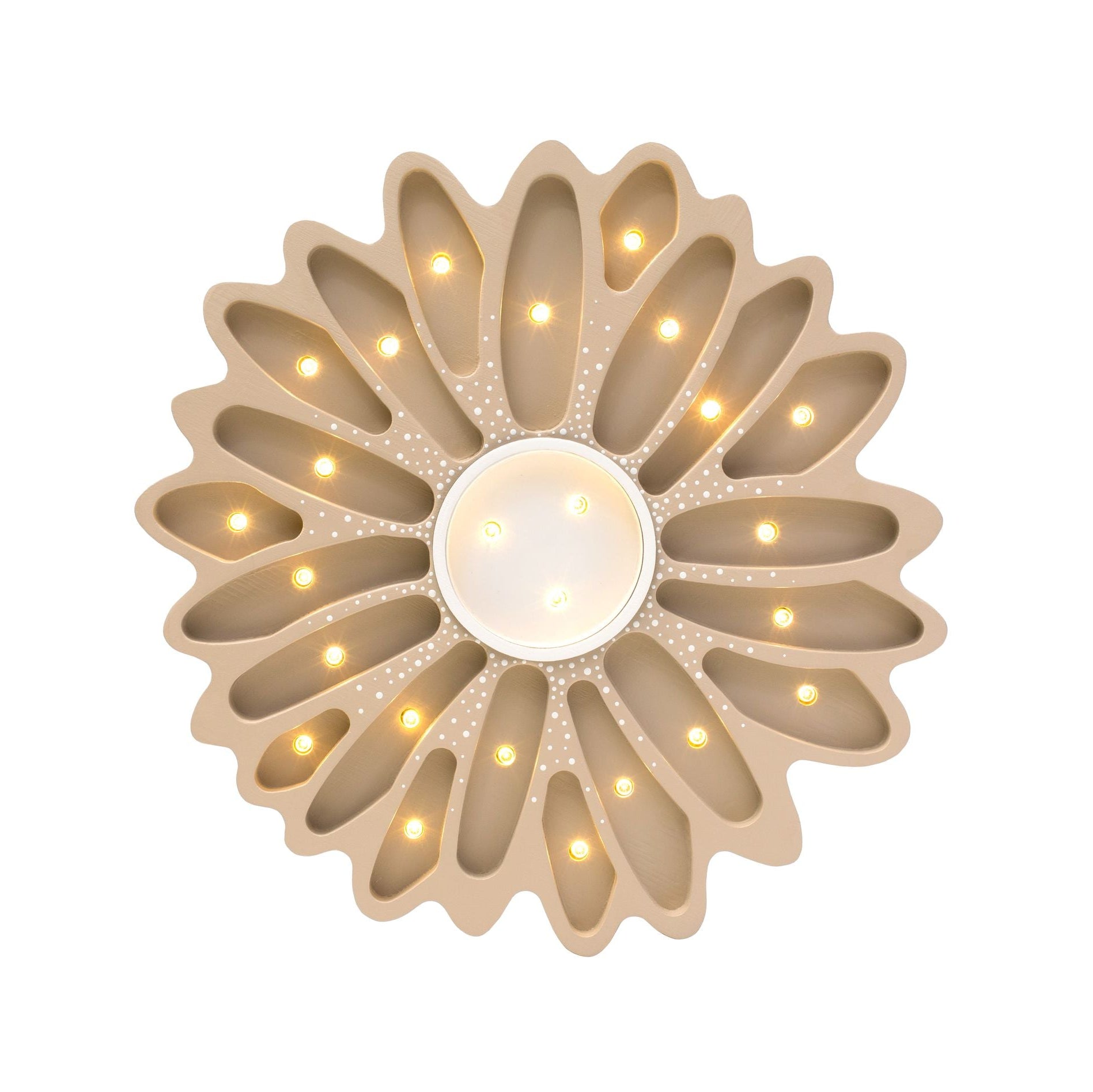 Little Lights Daisy Lamp Cappuccino Dots – Handmade Baby Night Light with Dimmer