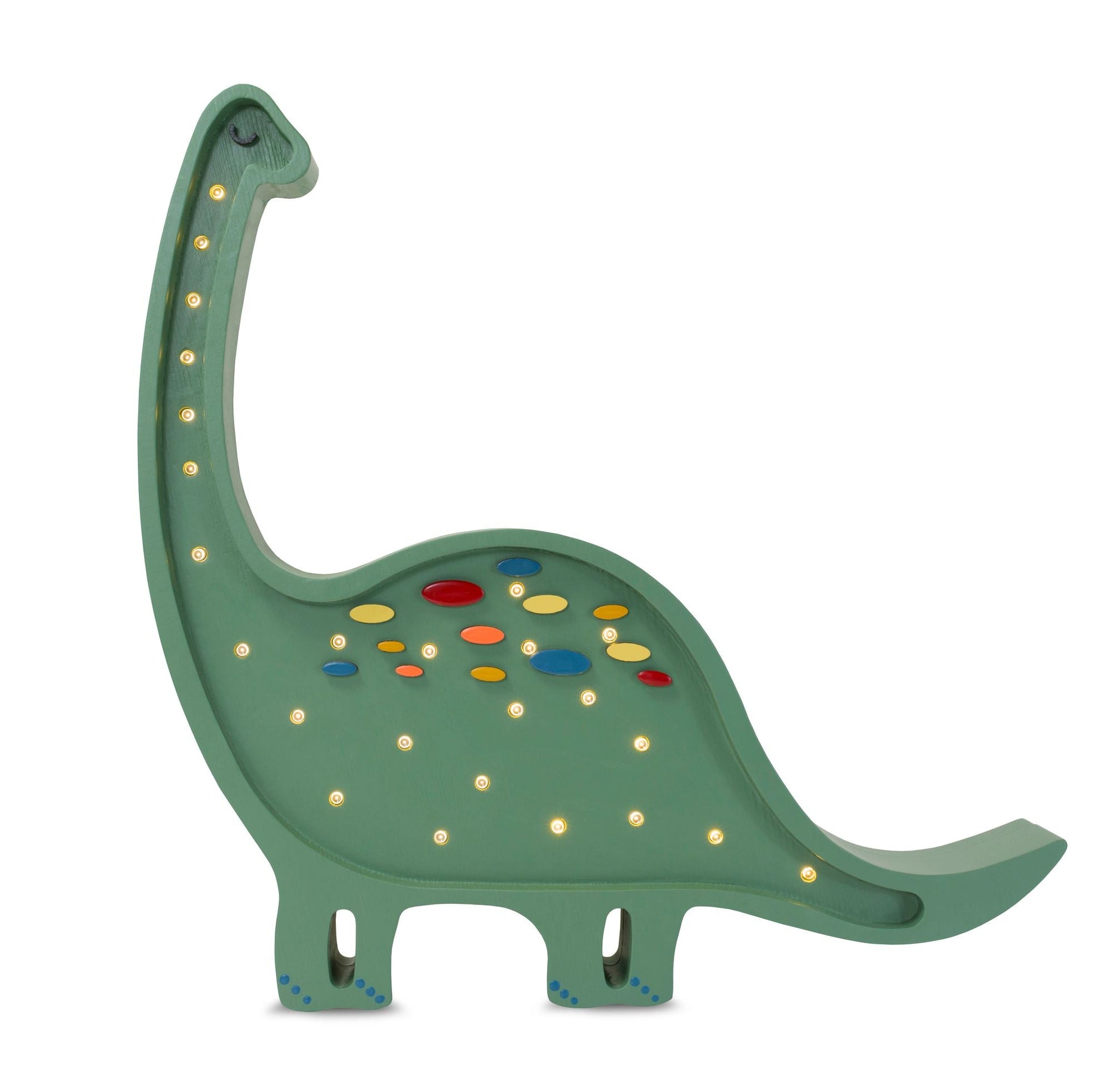 Little Lights Dino Diplodocus Confetti Green Lamp – Handmade Baby Night Light with Dimmer