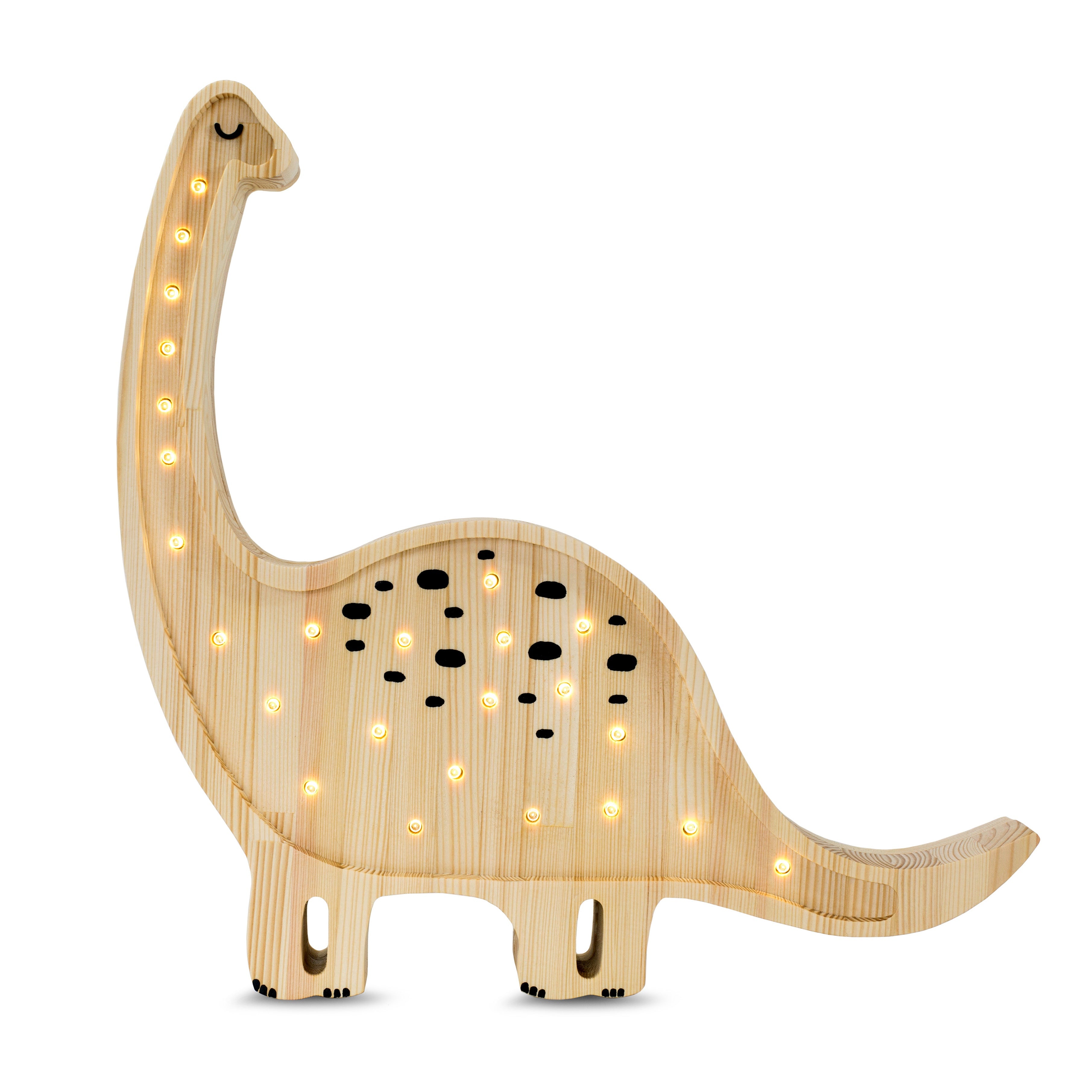 Jurassic Wood Dino Diplodocus Lamp – handmade wooden night light for kids