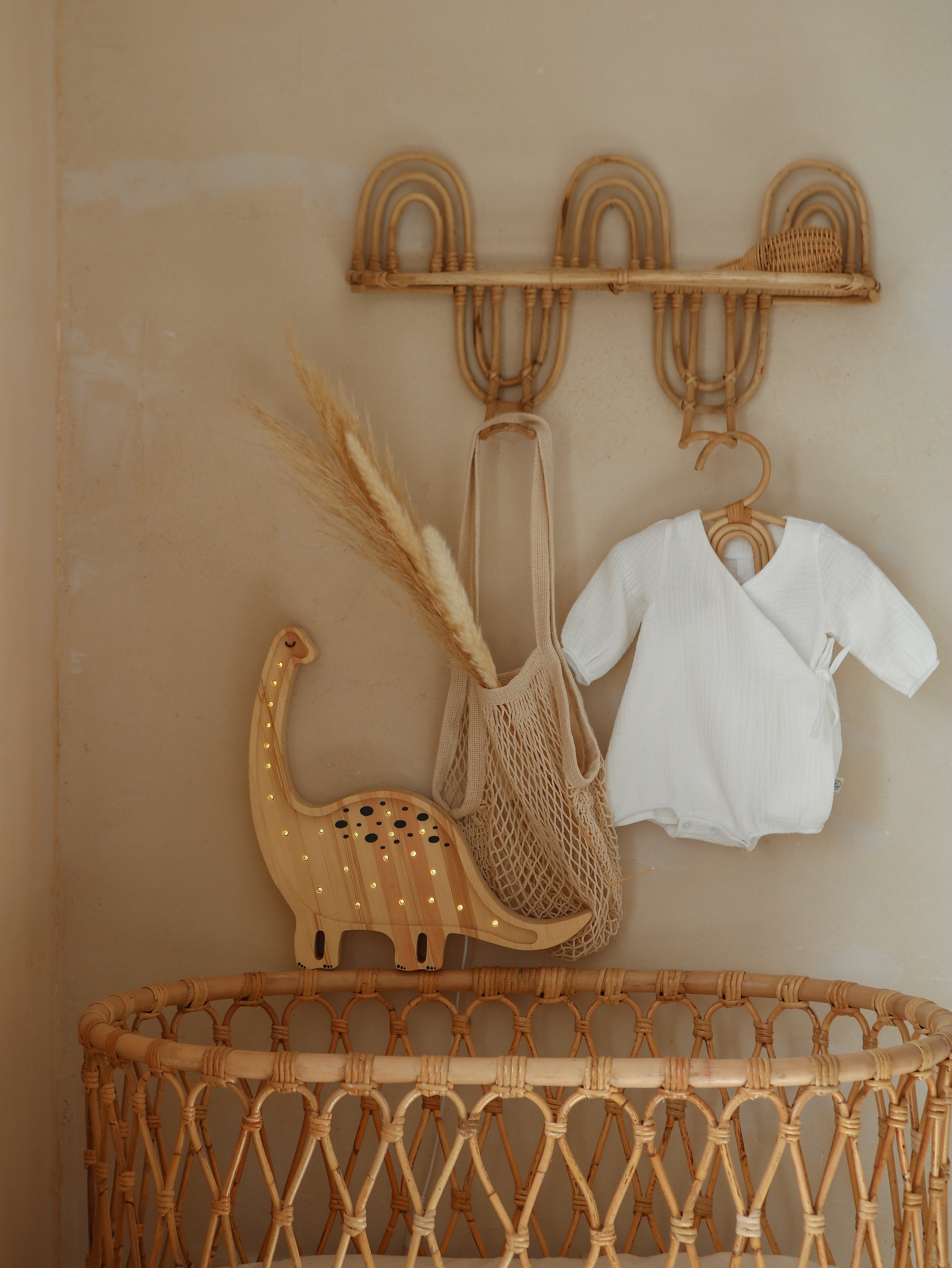 Handmade Jurassic Wood Dino Lamp – ideal baby gift and nursery light