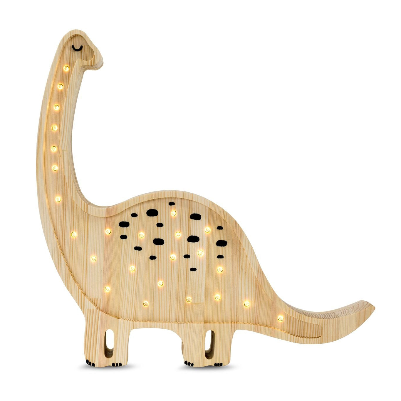 Little Lights Dino Diplodocus Jurassic Wood Lamp – Handmade Baby Night Light with Dimmer