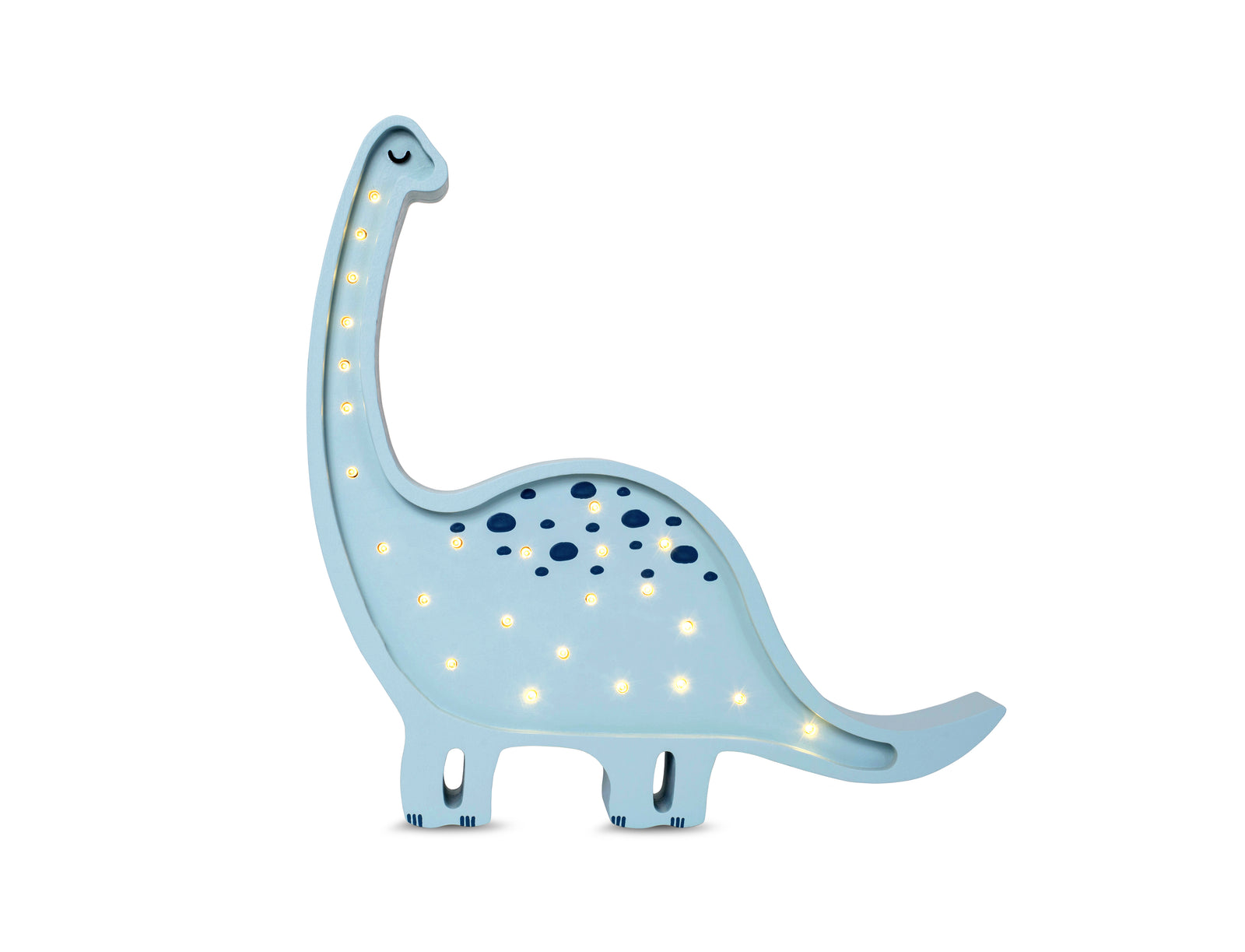 Prehistoric Blue Dino Diplodocus Lamp – handmade wooden kids lamp by Little Lights