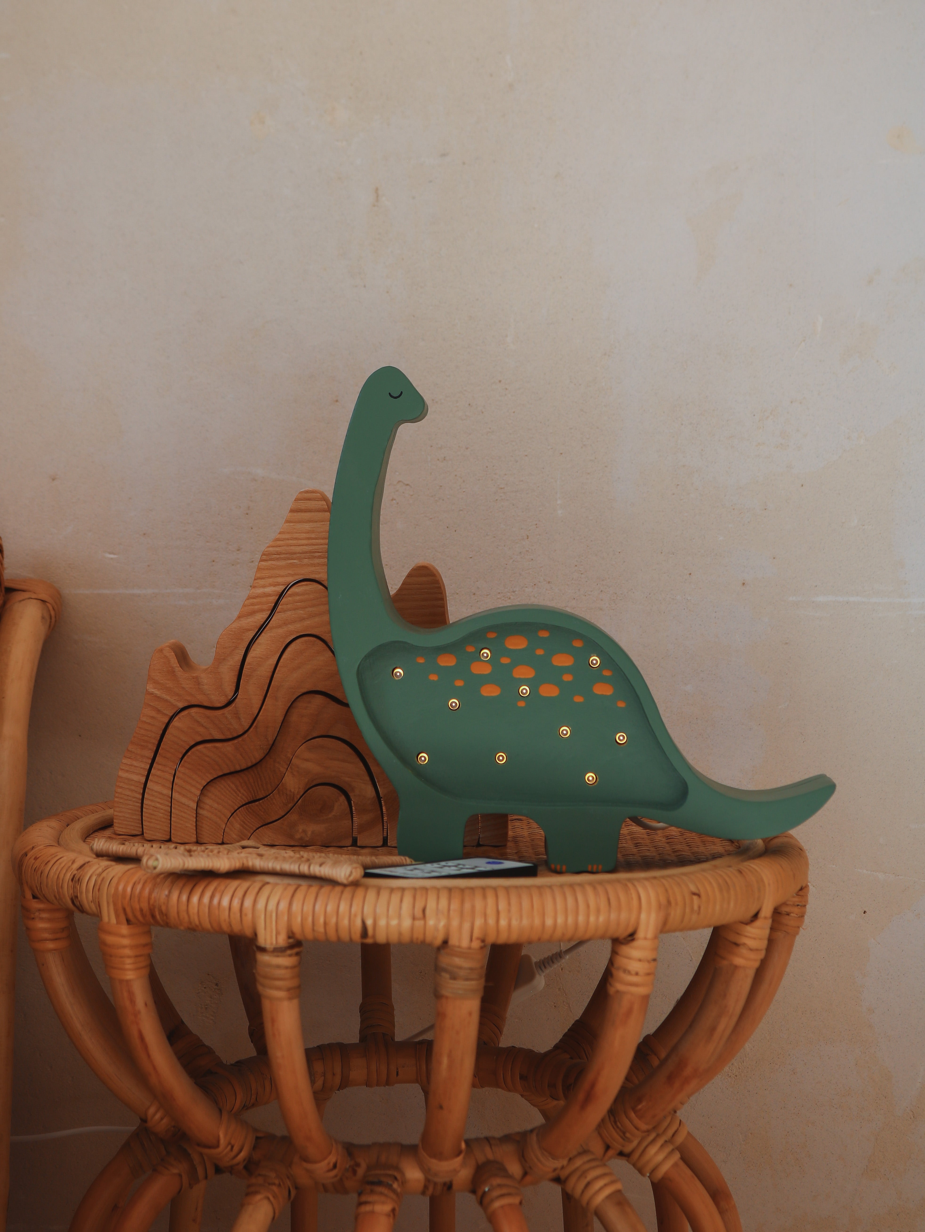 Military green dinosaur night light with dimmer and remote control