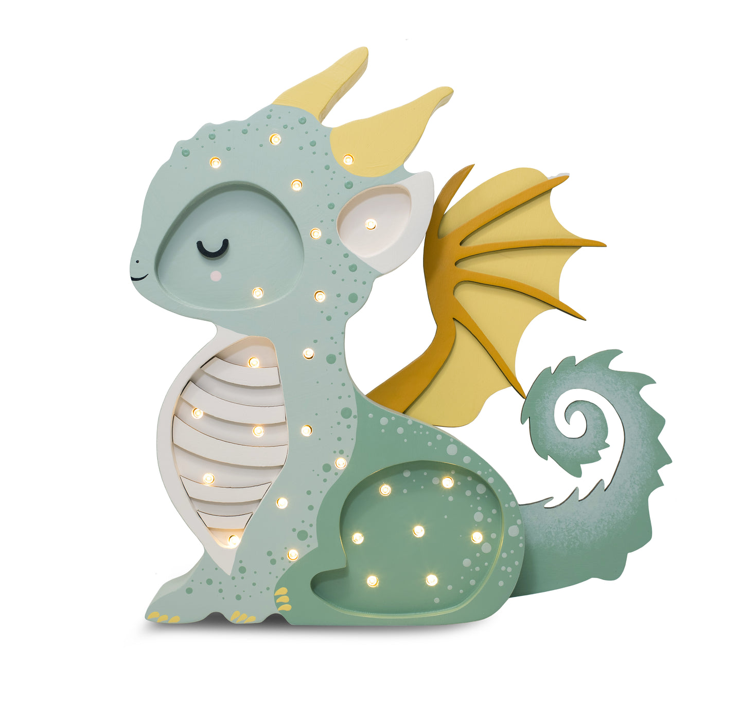 Dragon Lamp Hunter Green by Little Lights – wooden, handmade kids night light