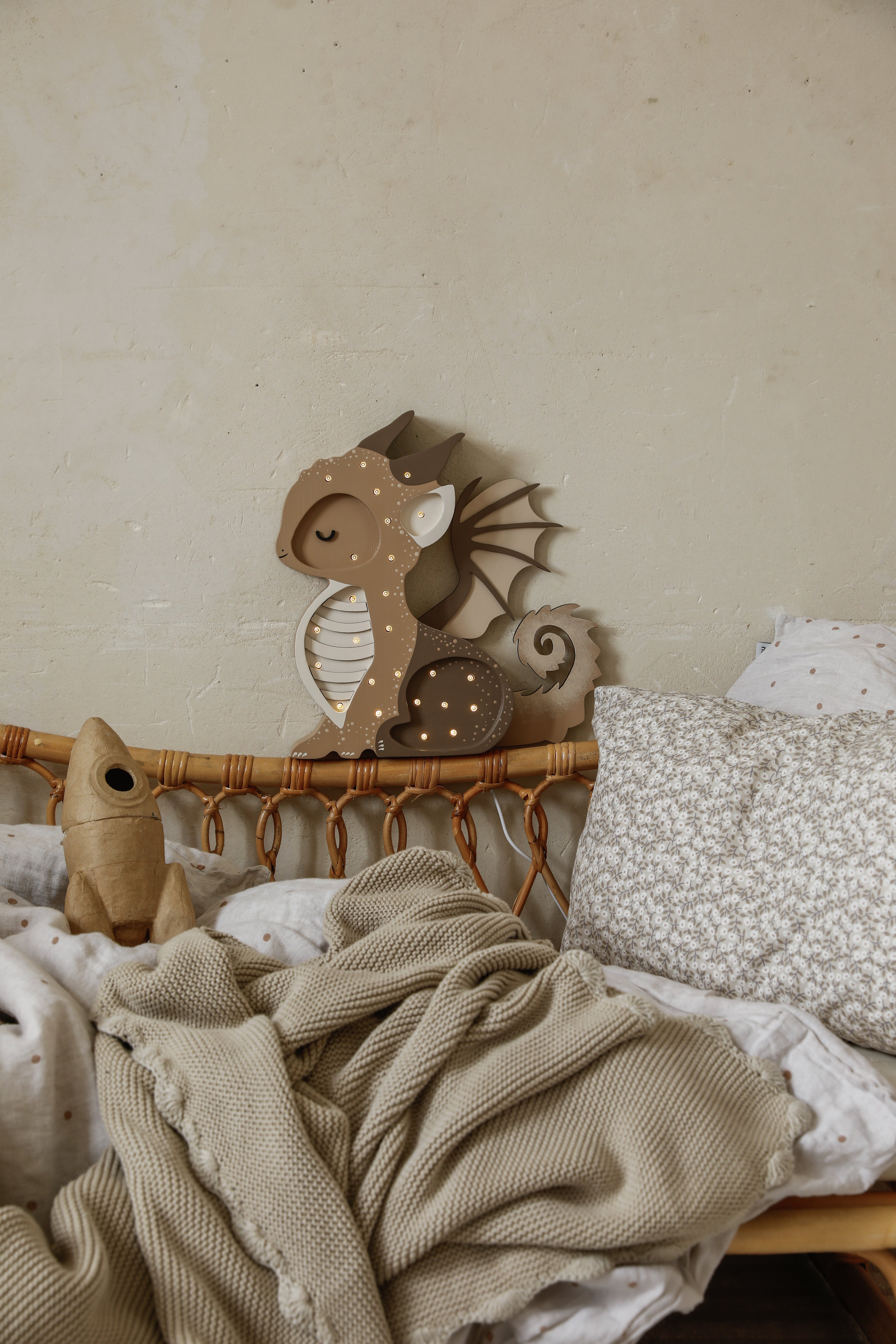 Dimmable Tiramisu Brown Dragon Lamp with warm LED glow