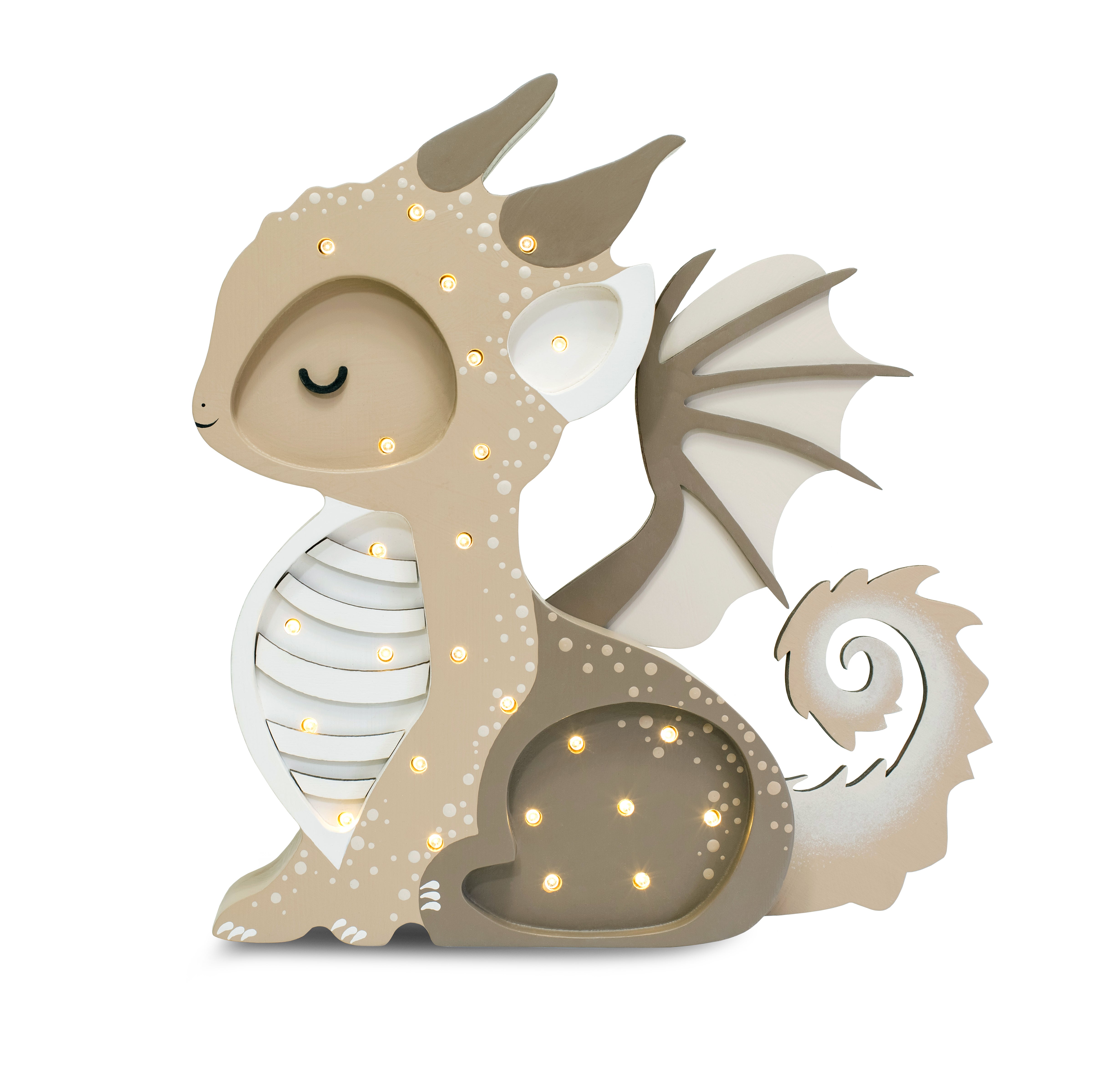 Dragon Lamp Tiramisu Brown by Little Lights – wooden, handmade kids night light