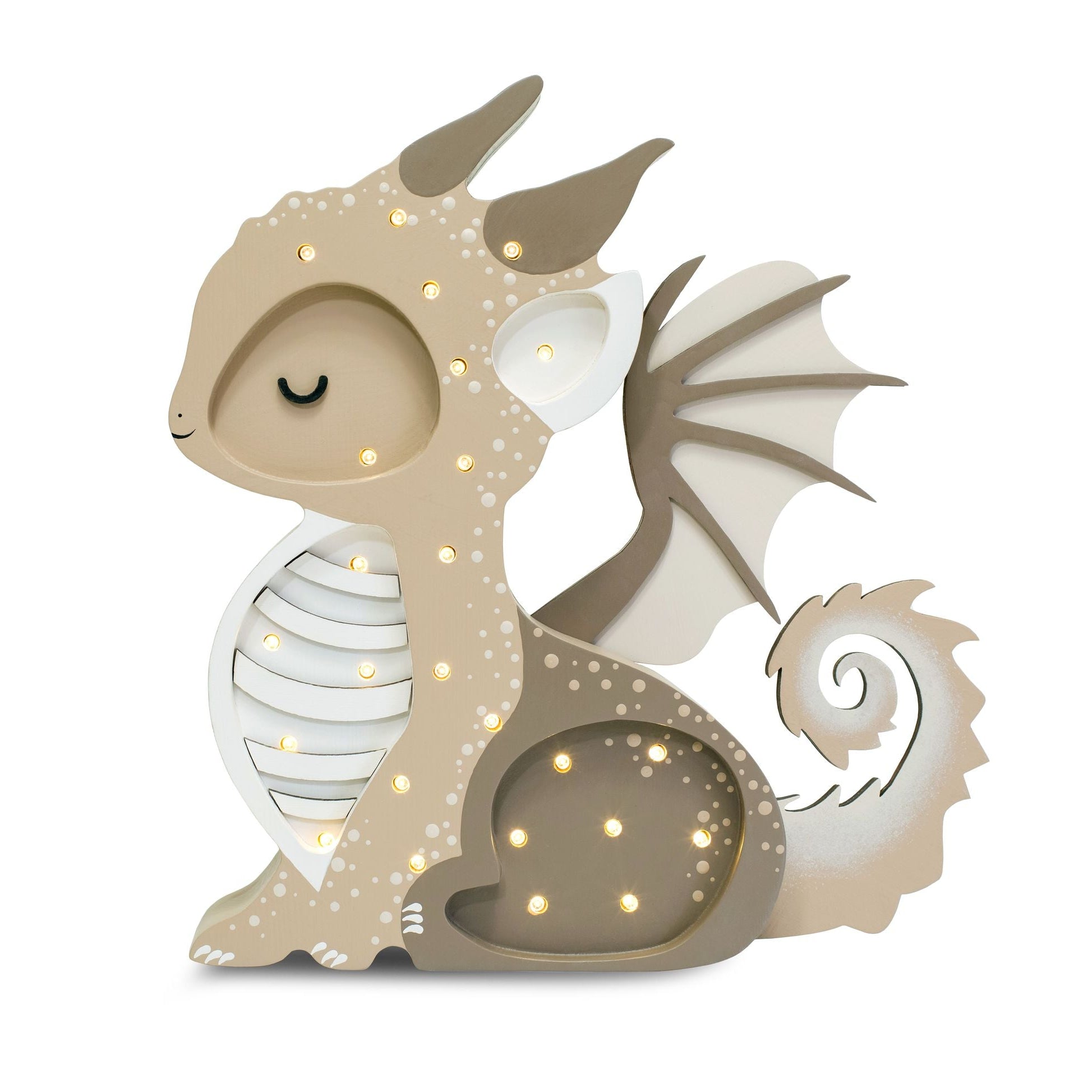 Little Lights Baby Dragon Tiramisu Brown Lamp – Handmade Baby Night Light with Dimmer