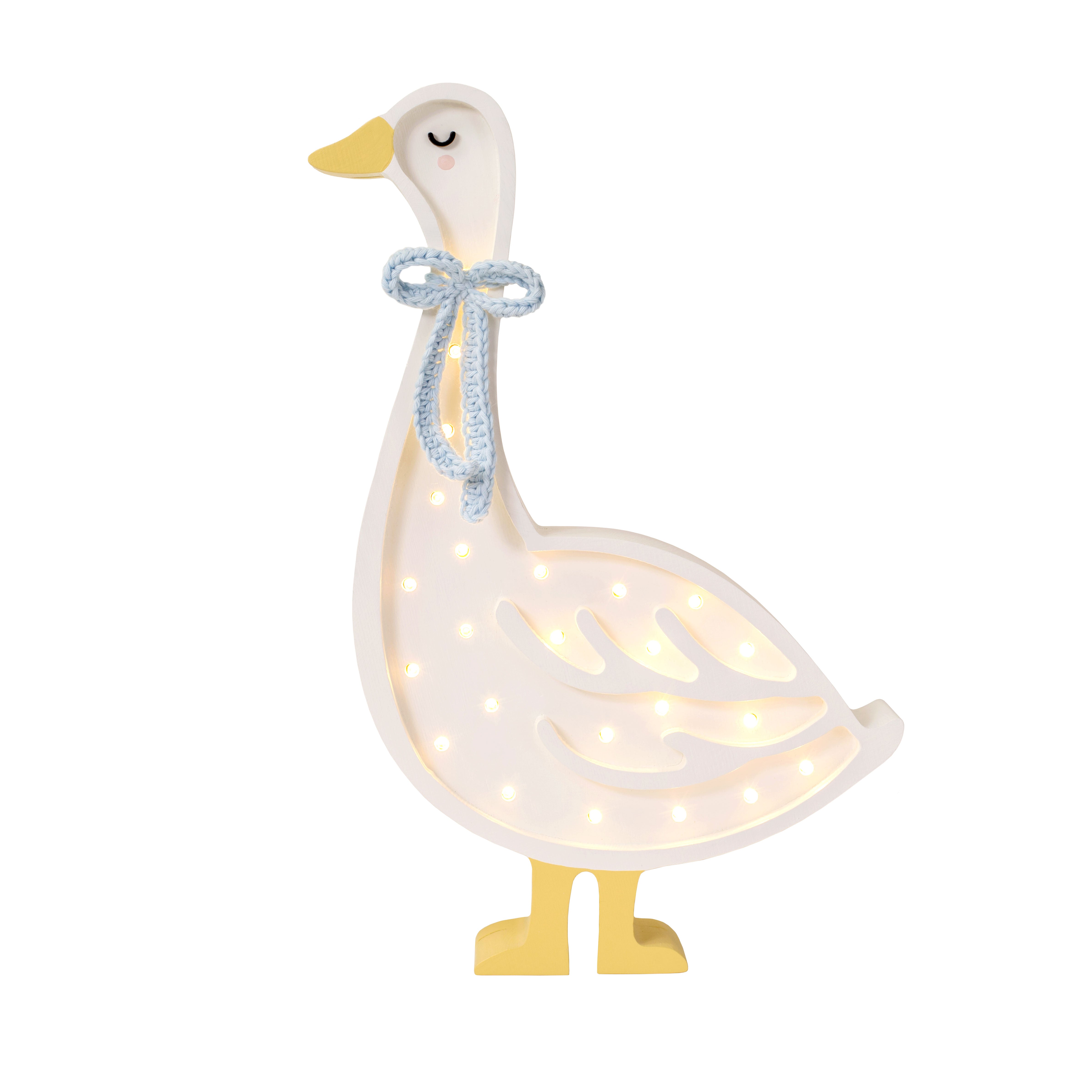 Little Lights Goose Blue Bow Lamp – Handmade Baby Night Light with Dimmer