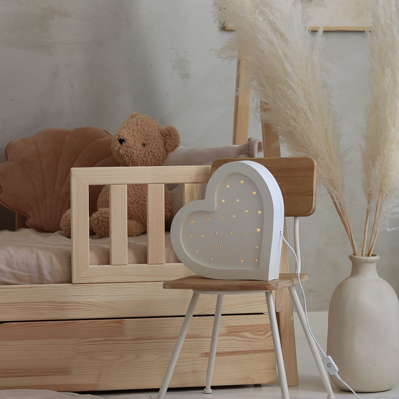 Little Lights Heart Lamp be the bed in a kid's room