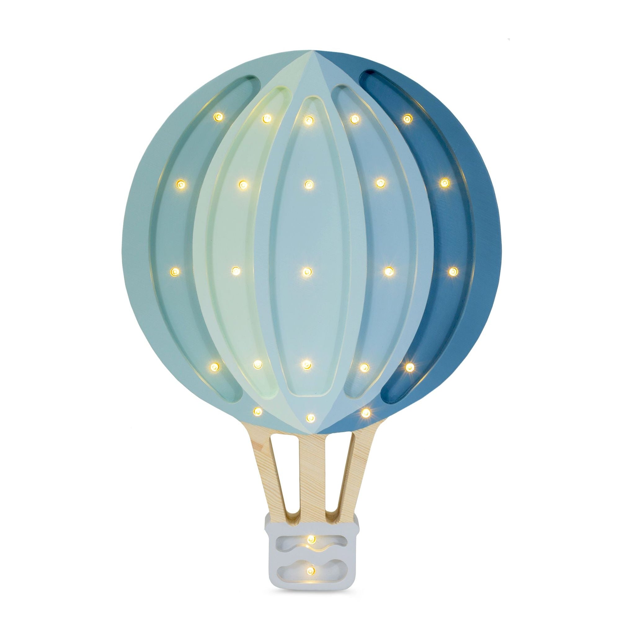Little Lights Hot Air Balloon Blue Rainbow Lamp – Handmade Baby Night Light with Dimmer