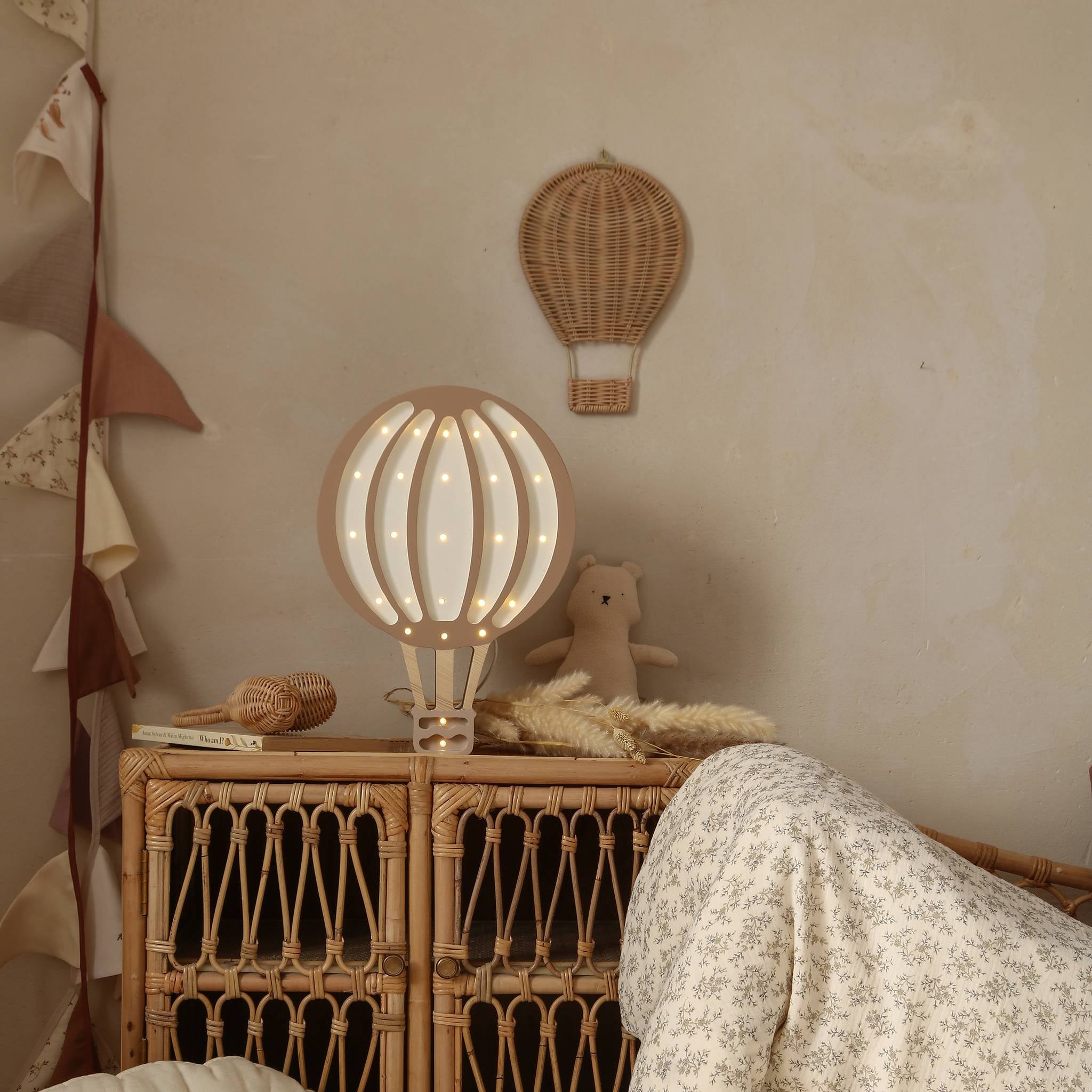 Little Lights brown Hot Air Balloon handmade lamp perfect for a baby shower gift