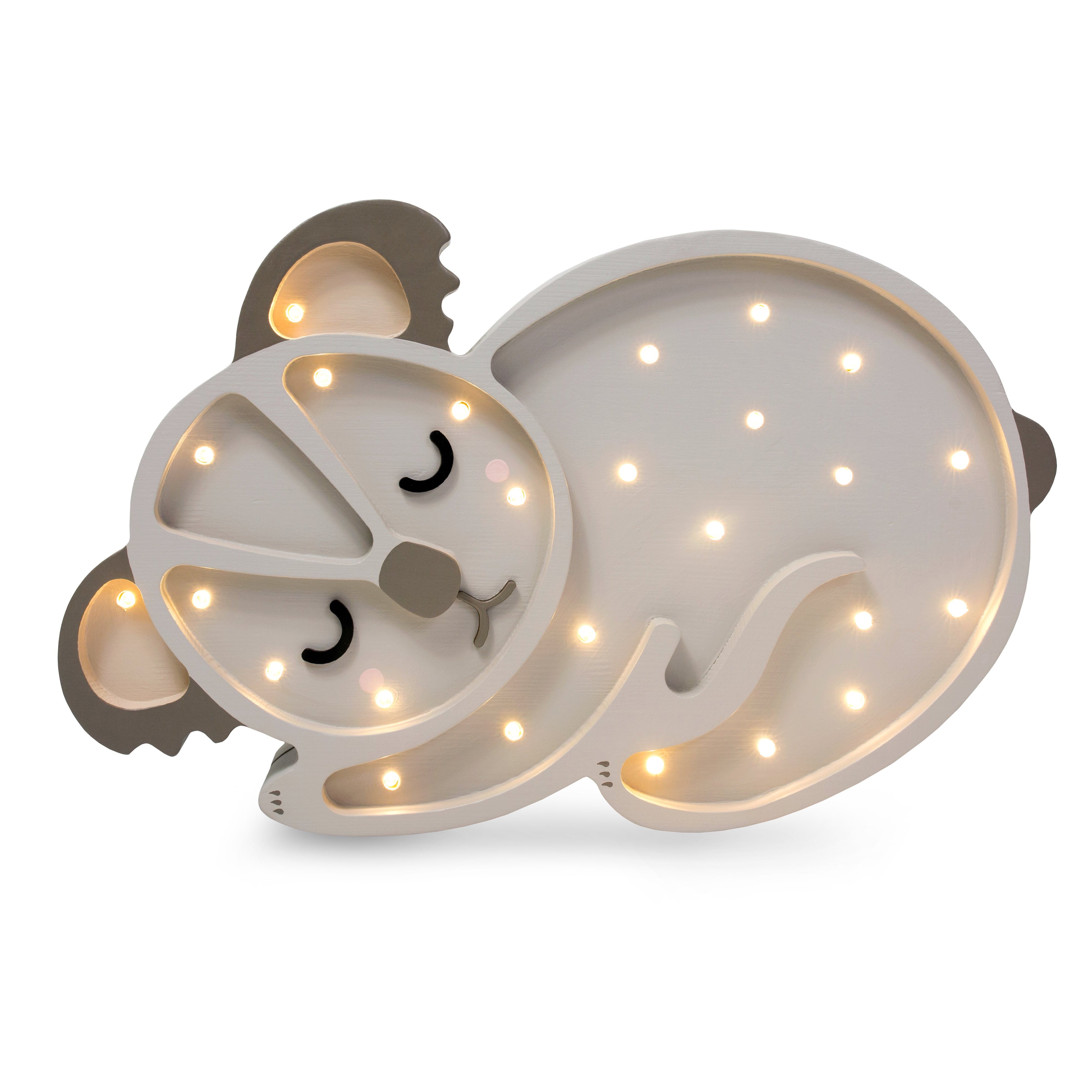 Little Lights Koala Bear Lamp in Australian Grey – handmade wooden nursery lamp, dimmable and remote-controlled
