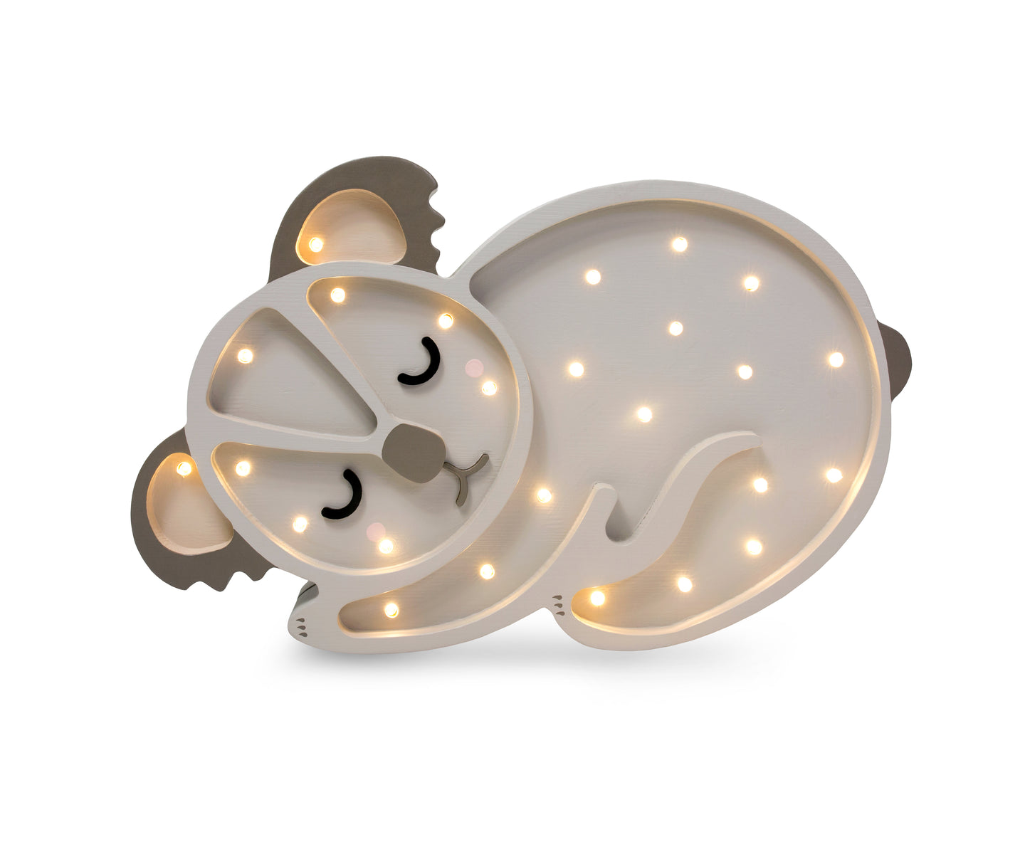 Little Lights Koala Bear Lamp in Australian Grey – handmade wooden nursery lamp, dimmable and remote-controlled