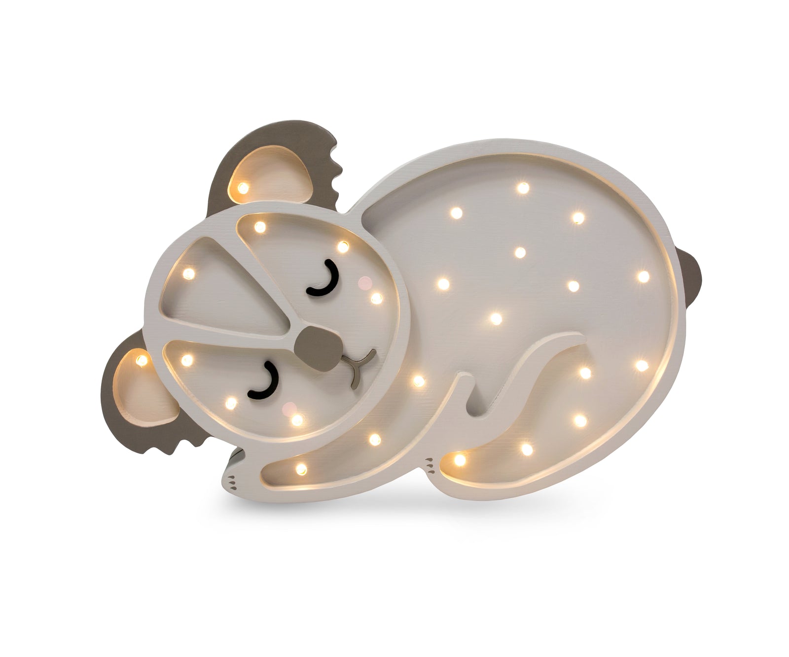 Little Lights Koala Bear Lamp in Australian Grey – handmade wooden nursery lamp, dimmable and remote-controlled