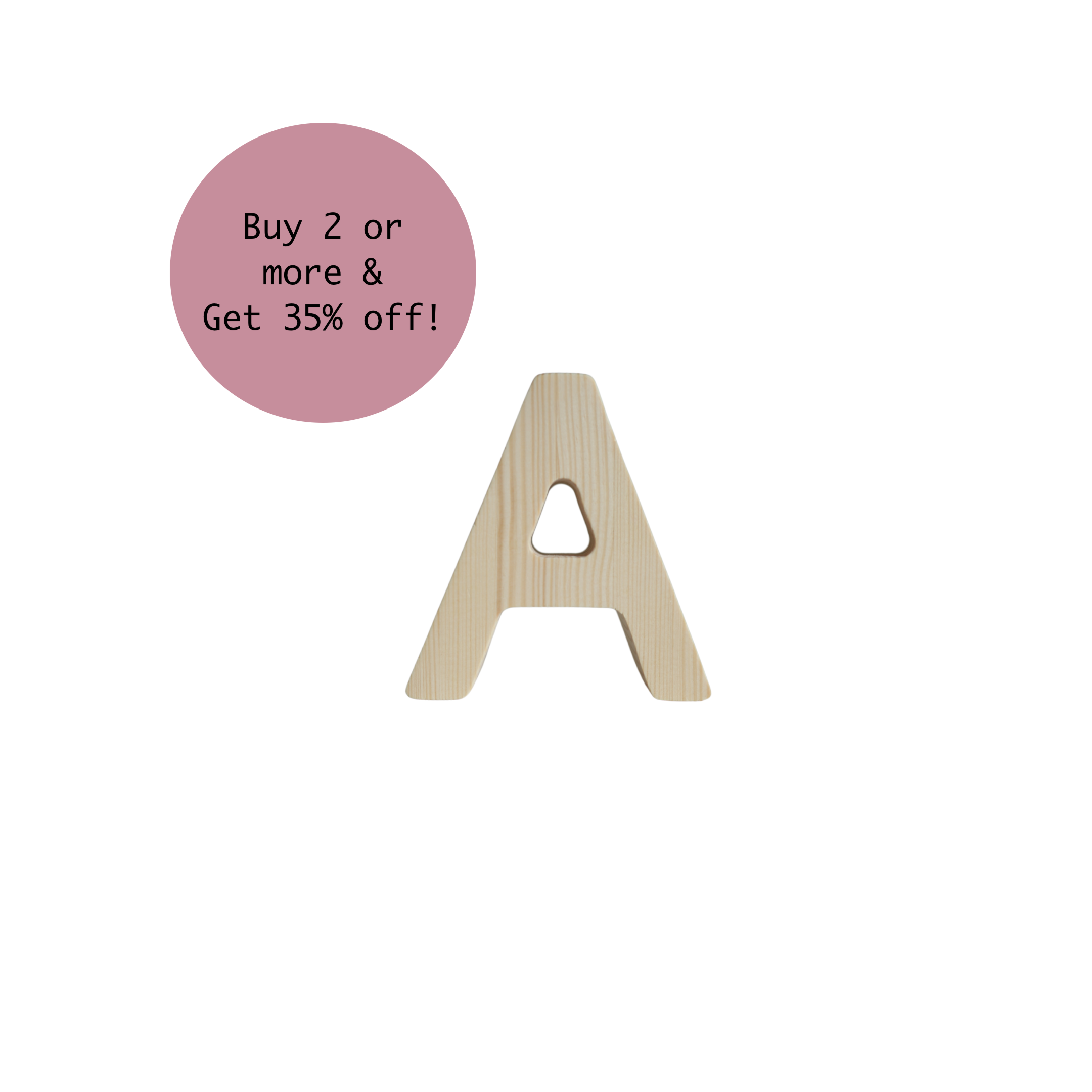 A wooden block in the shape of the letter 'A' with a smooth finish.