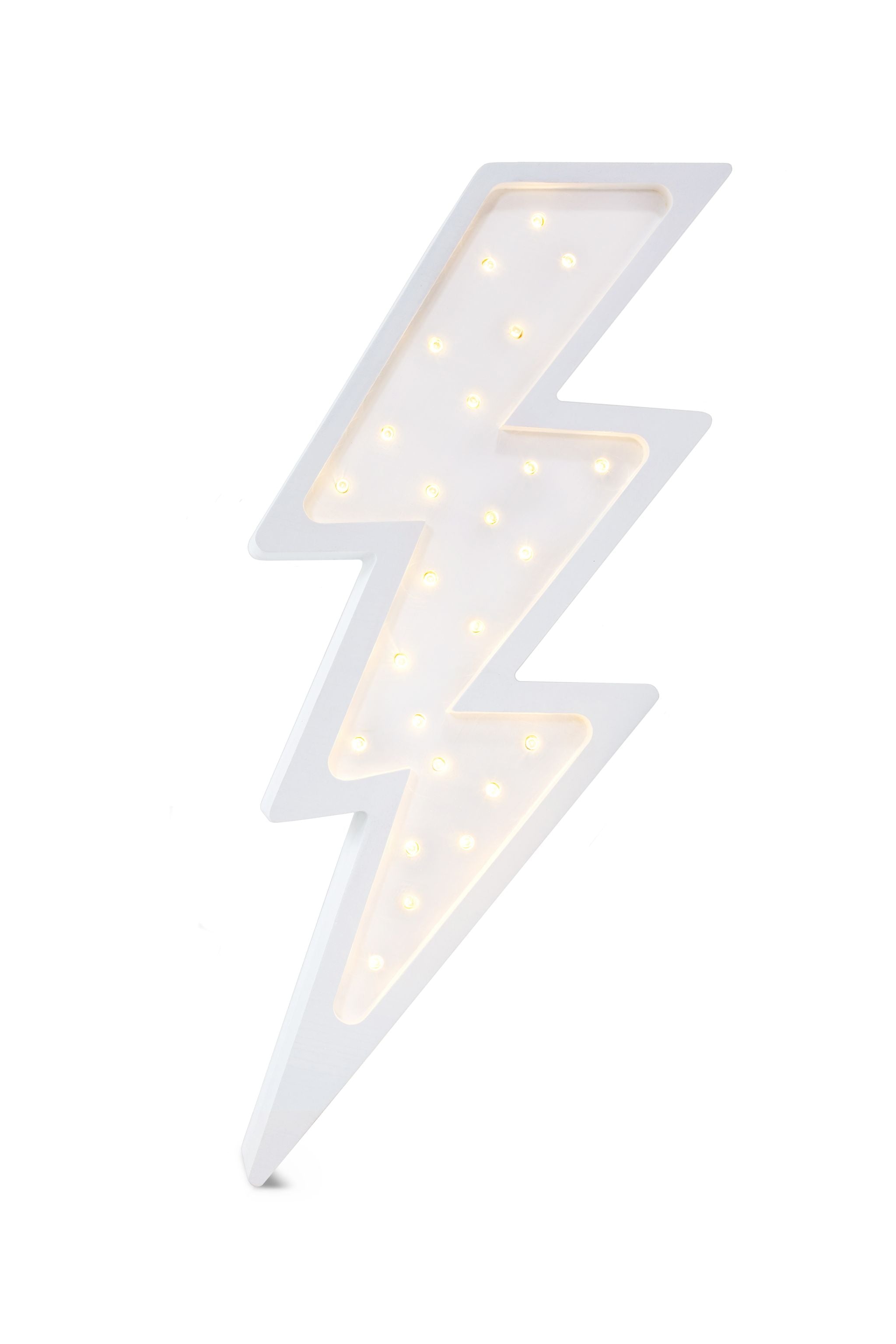 Little Lights Lightning Bolt White Lamp – Handmade Baby Night Light with Dimmer
