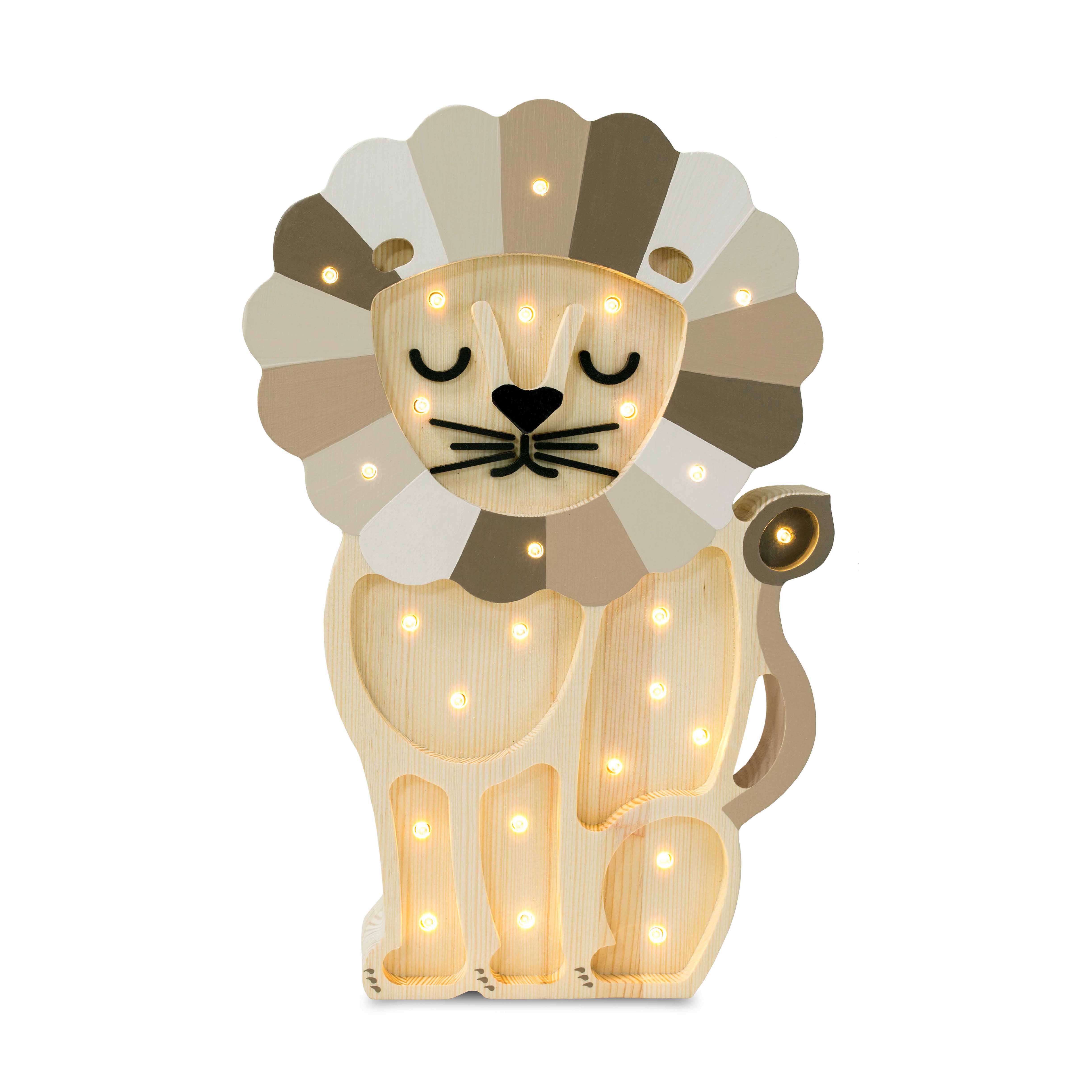 Little Lights Lion Cappuccino Rainbow Lamp – Handmade Baby Night Light with Dimmer