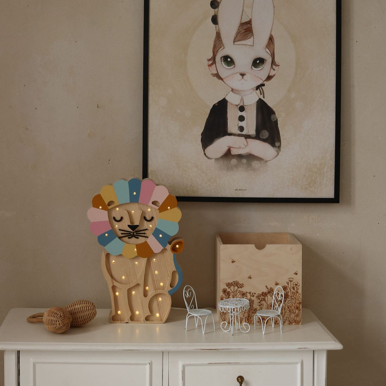 Little Lights handmade Lion Night Light in a baby nursery