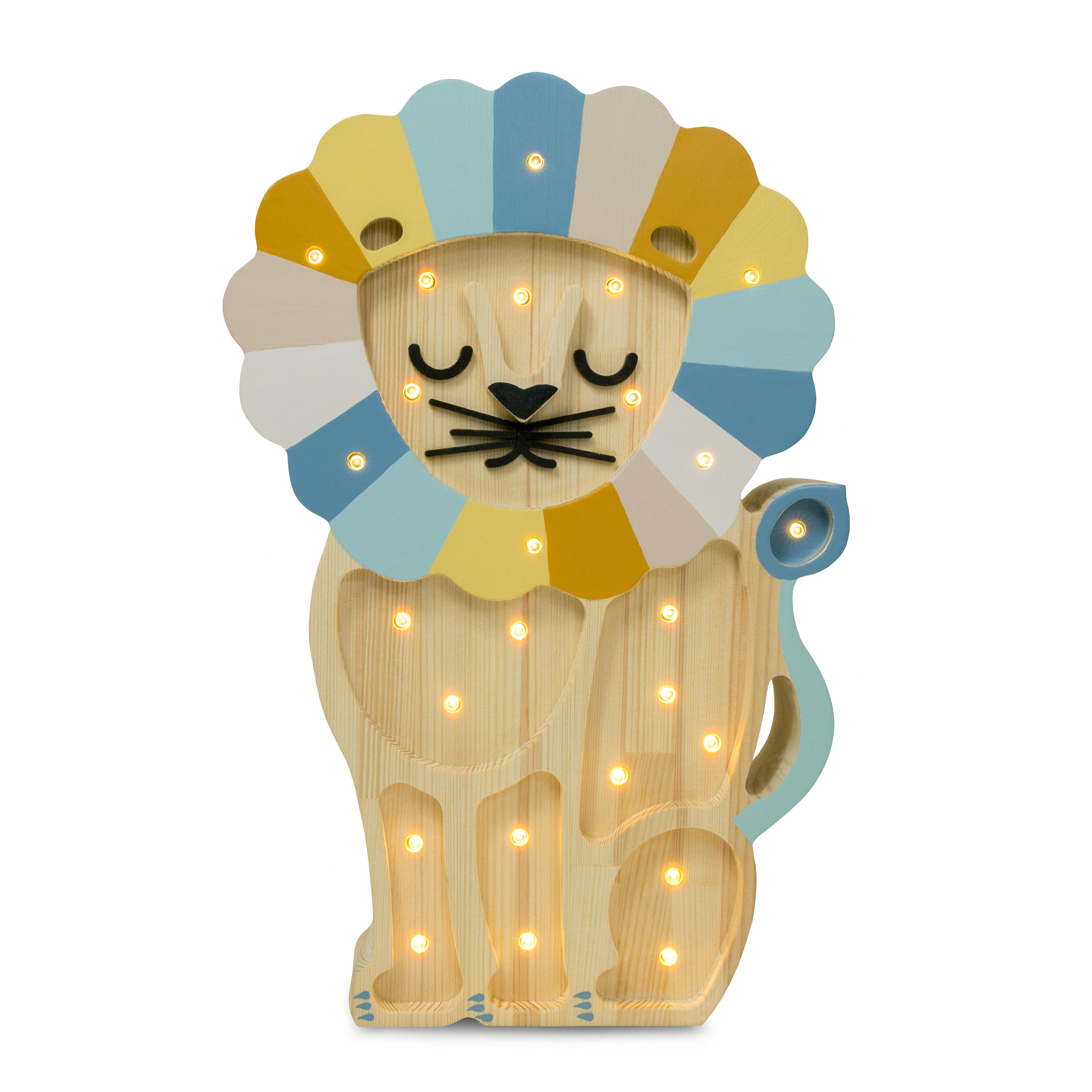 Little Lights Lion Denim Rainbow Lamp – Handmade Baby Night Light with Dimmer