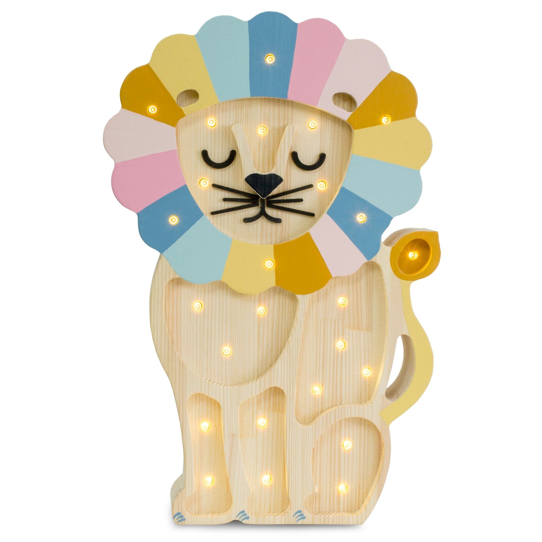 Little Lights Lion Retro Rainbow Lamp – Handmade Baby Night Light with Dimmer