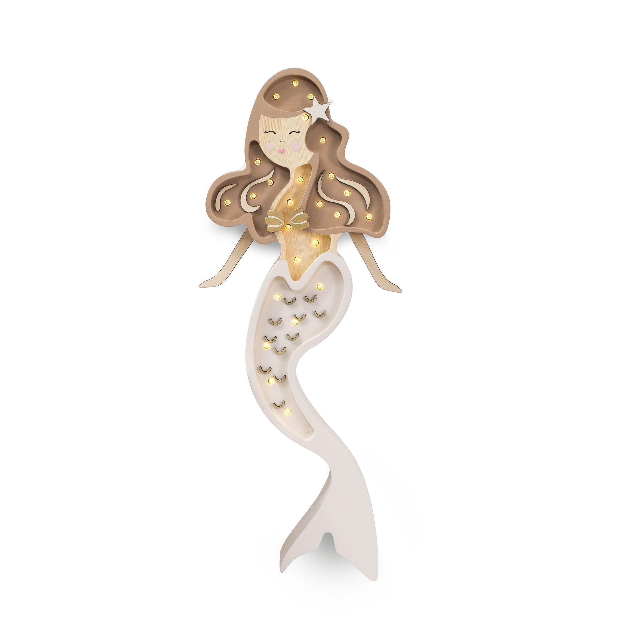 Little Lights Mermaid Beige Lamp – Handmade Baby Night Light with Dimmer