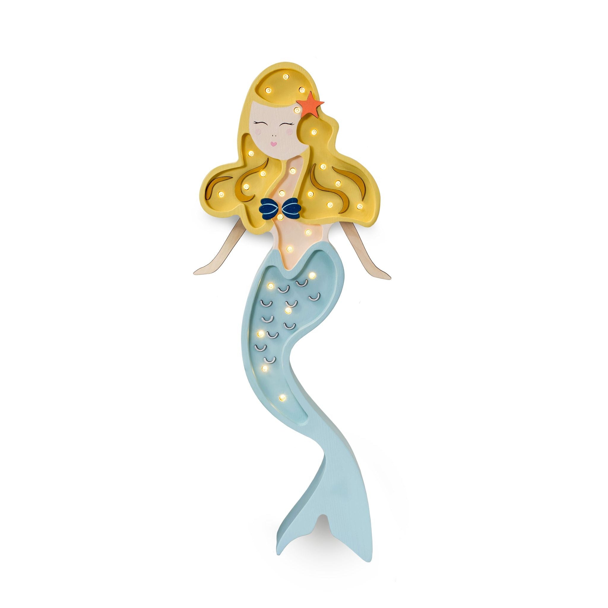 Little Lights Mermaid Blond Lamp – Handmade Baby Night Light with Dimmer