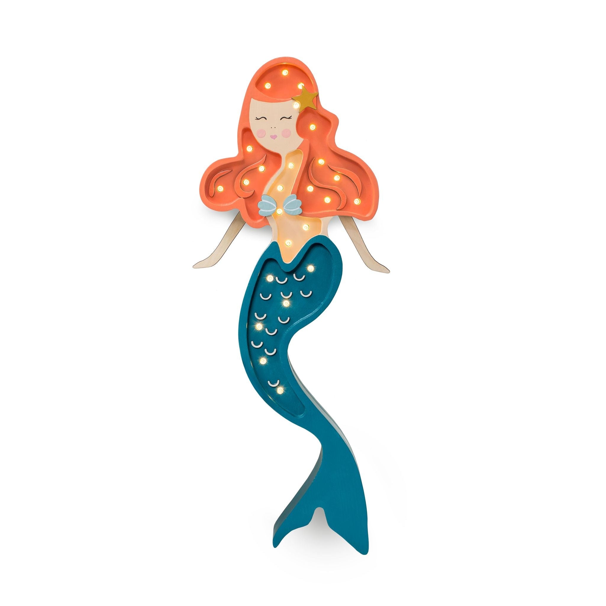 Little Lights Mermaid Ginger Lamp – Handmade Baby Night Light with Dimmer