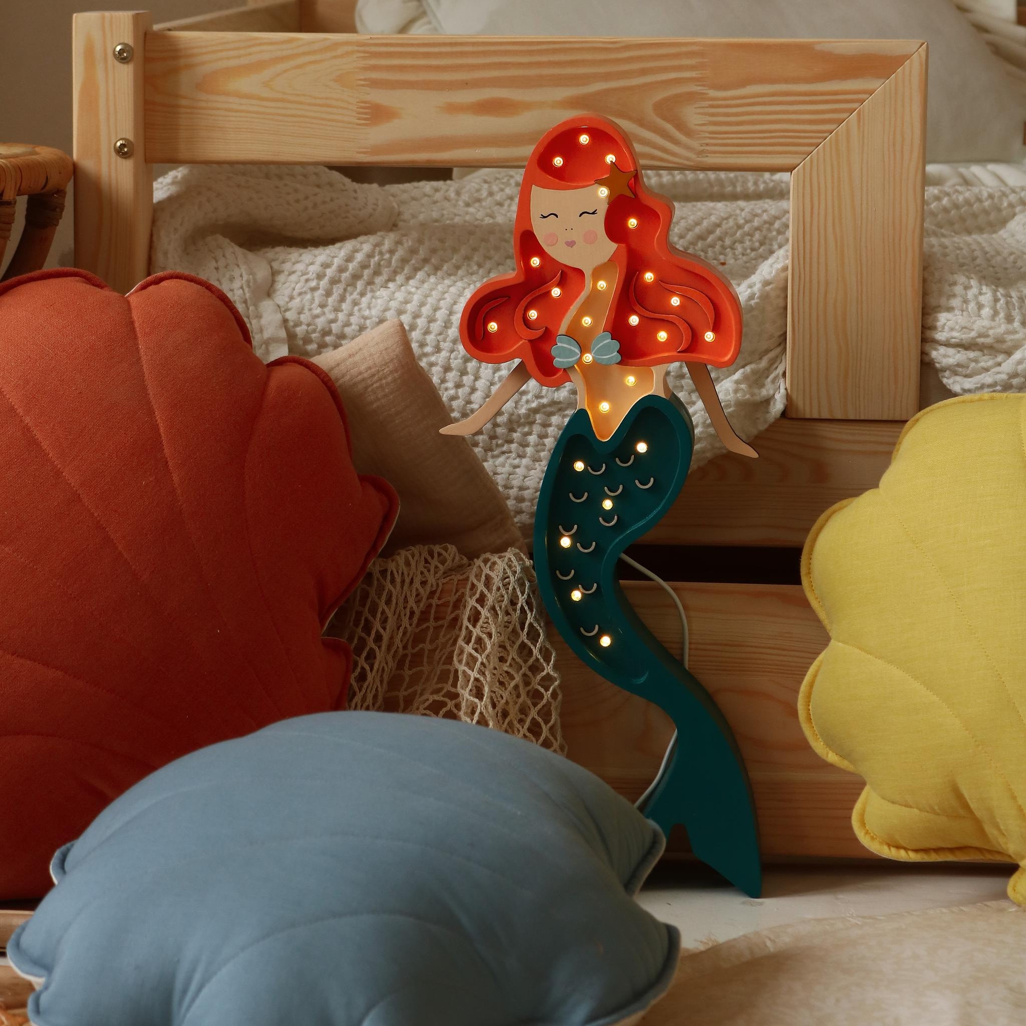 Little Lights Handmade Mermaid Night Light in a girl's room