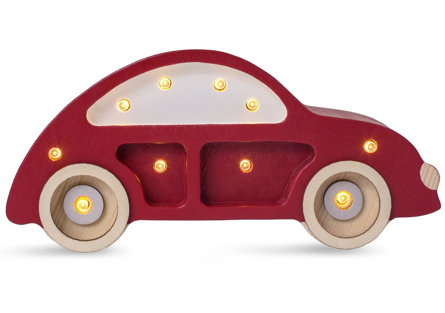 Little Lights Mini Beetle Car Freccia Rossa Lamp – Handmade Baby Night Light with Dimmer