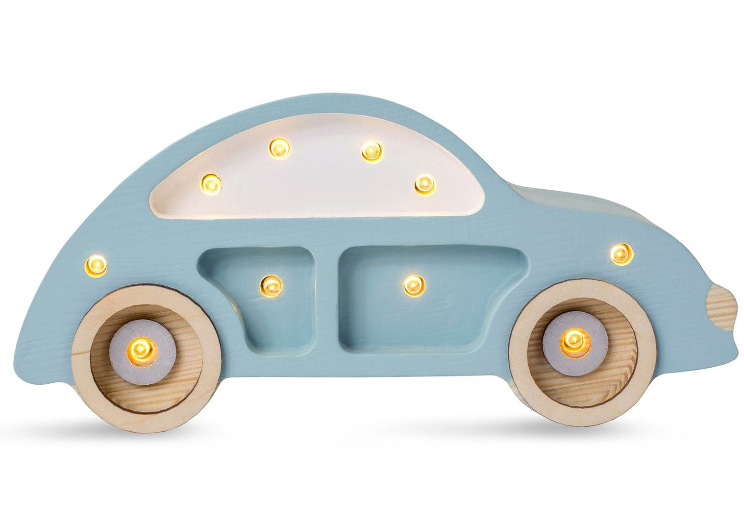 Little Lights Mini Beetle Car Retro Blue Lamp – Handmade Baby Night Light with Dimmer