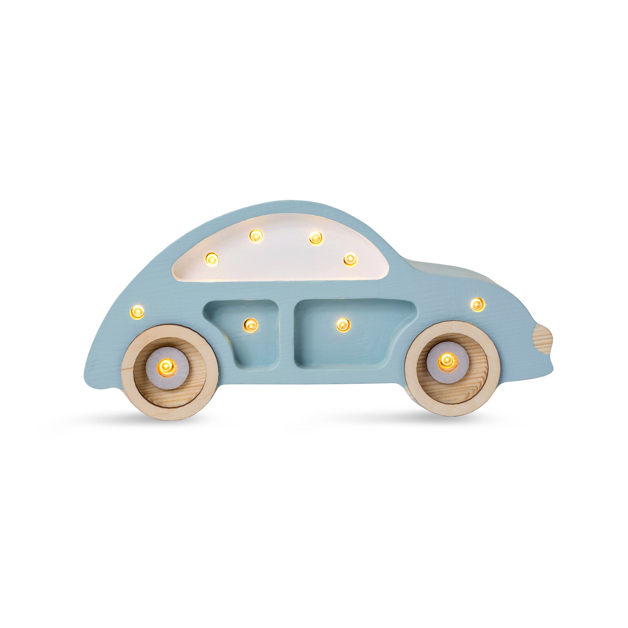Little Lights Mini Beetle Car Retro Blue Lamp – Handmade Baby Night Light with Dimmer