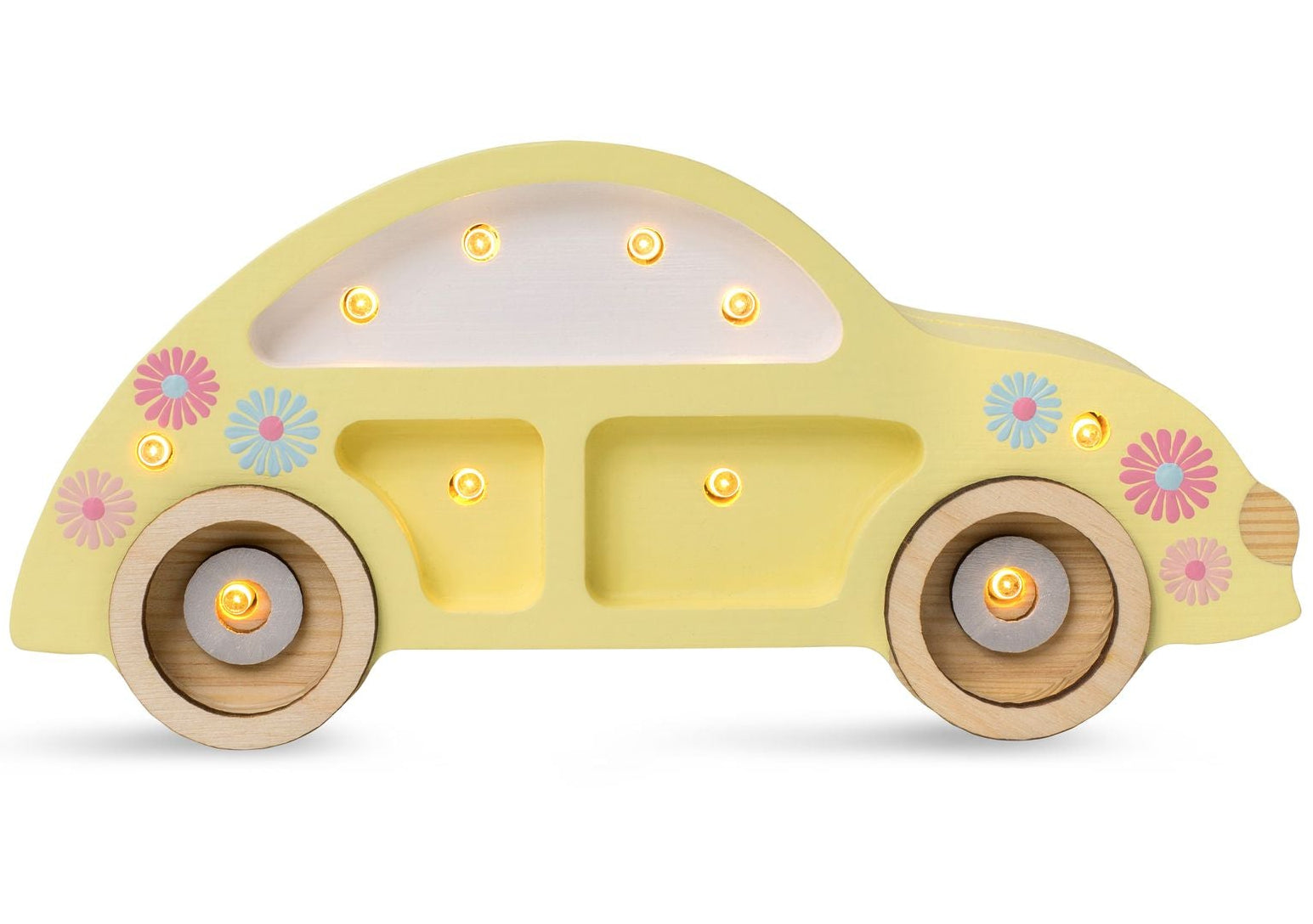 Little Lights Mini Beetle Car Sunflower Lamp – Handmade Baby Night Light with Dimmer
