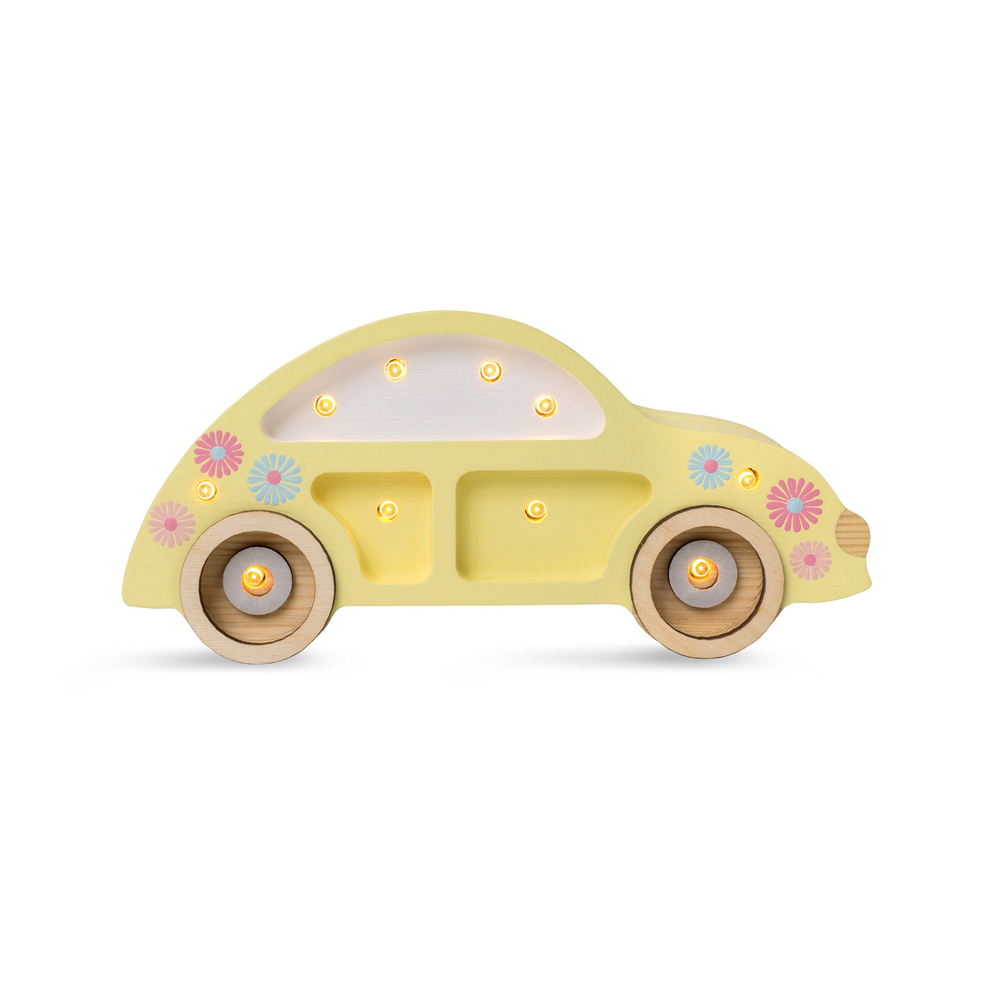 Little Lights Mini Beetle Car Sunflower Lamp – Handmade Baby Night Light with Dimmer