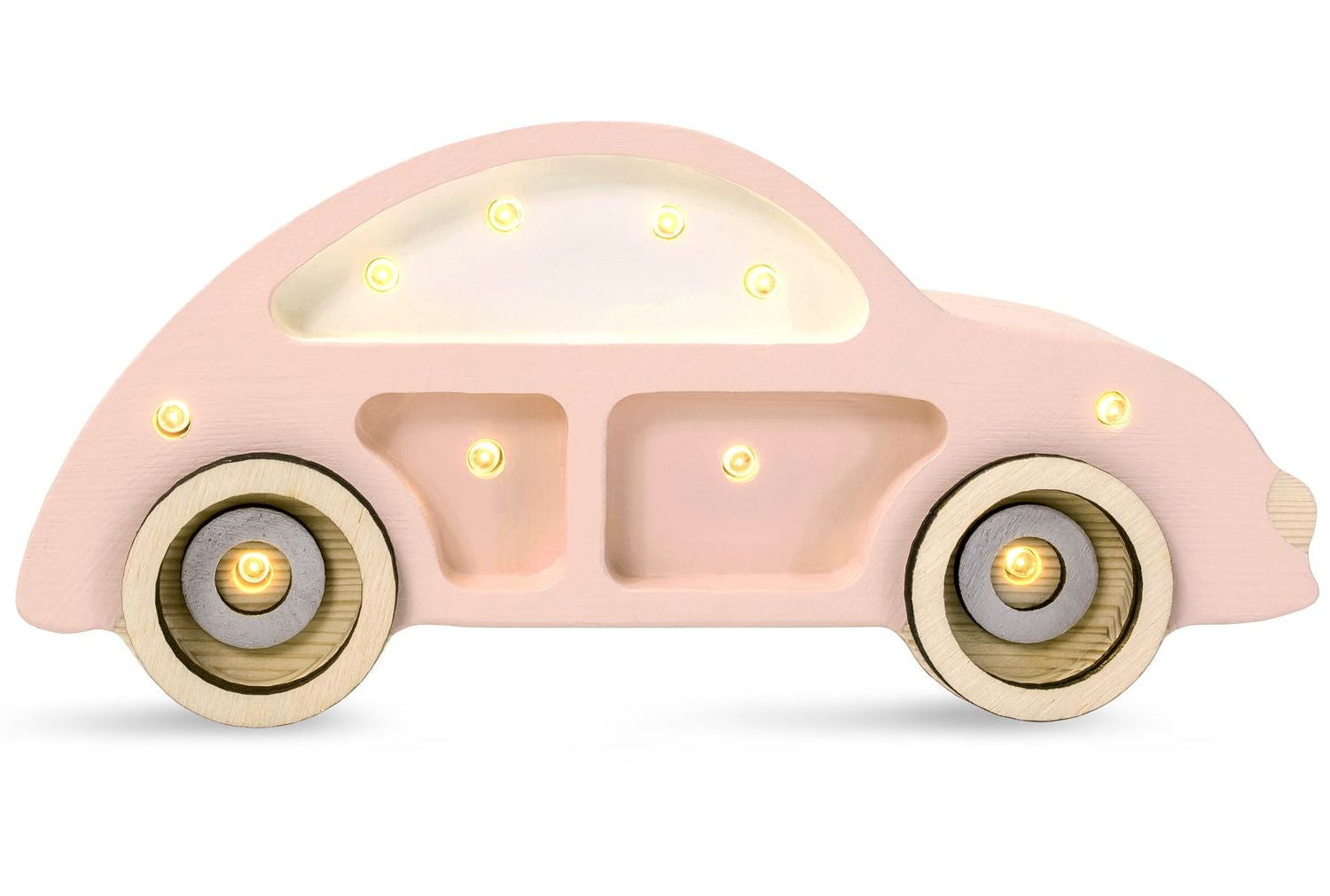 Little Lights Mini Beetle Car Tea Rose Lamp – Handmade Baby Night Light with Dimmer