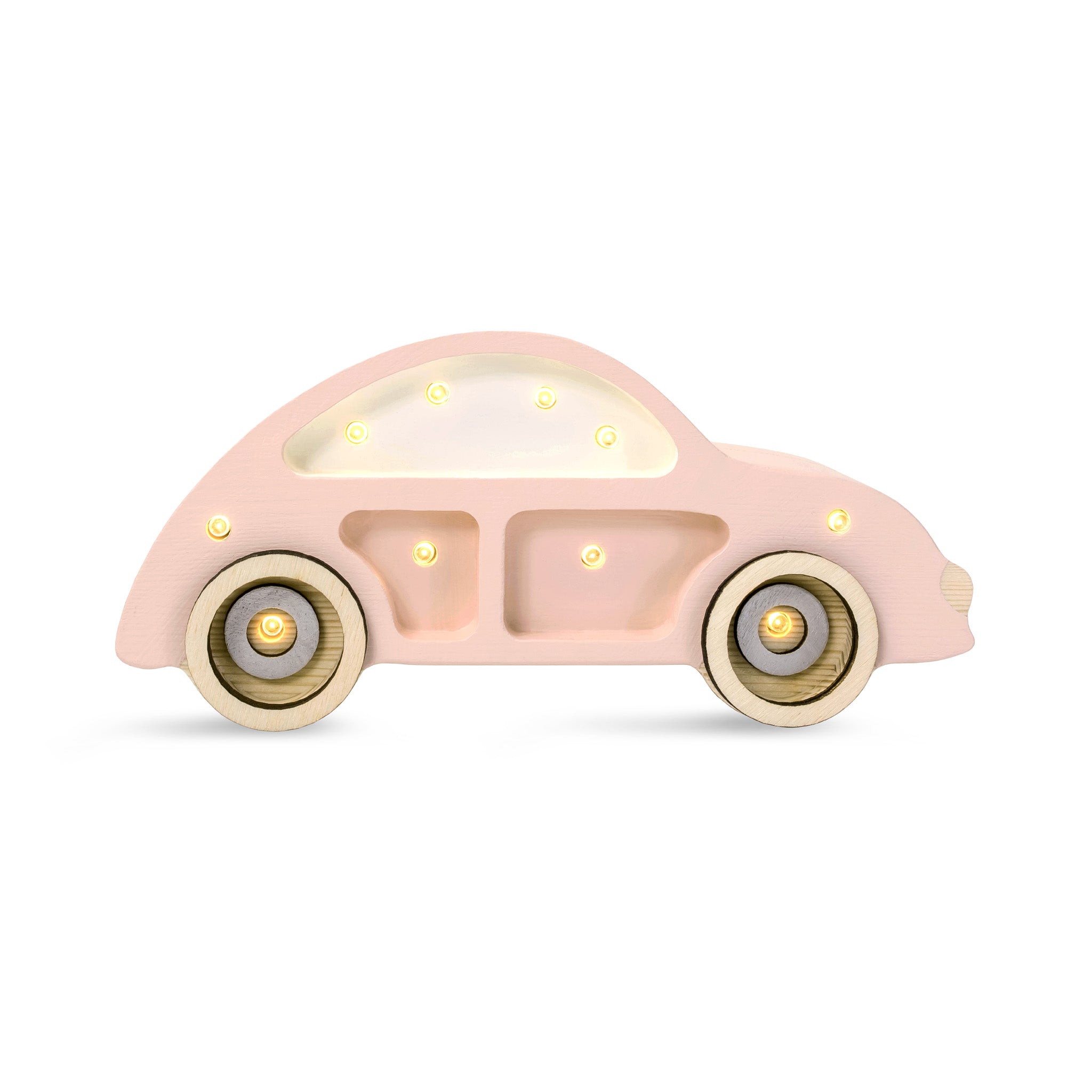 Little Lights Mini Beetle Car Tea Rose Lamp – Handmade Baby Night Light with Dimmer
