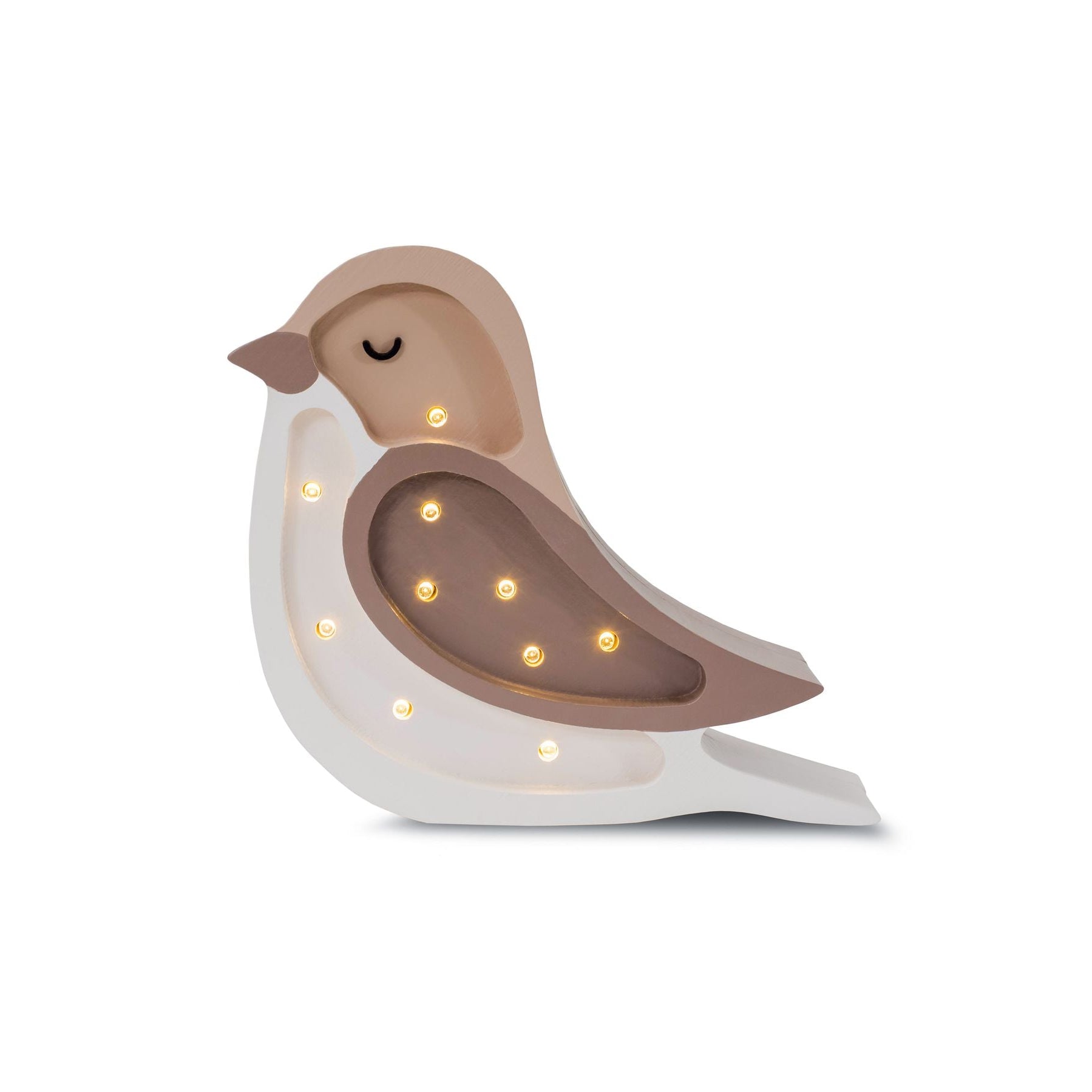 Little Lights Mini Bird Coffee Beige Lamp – Handmade Baby Night Light with Dimmer
