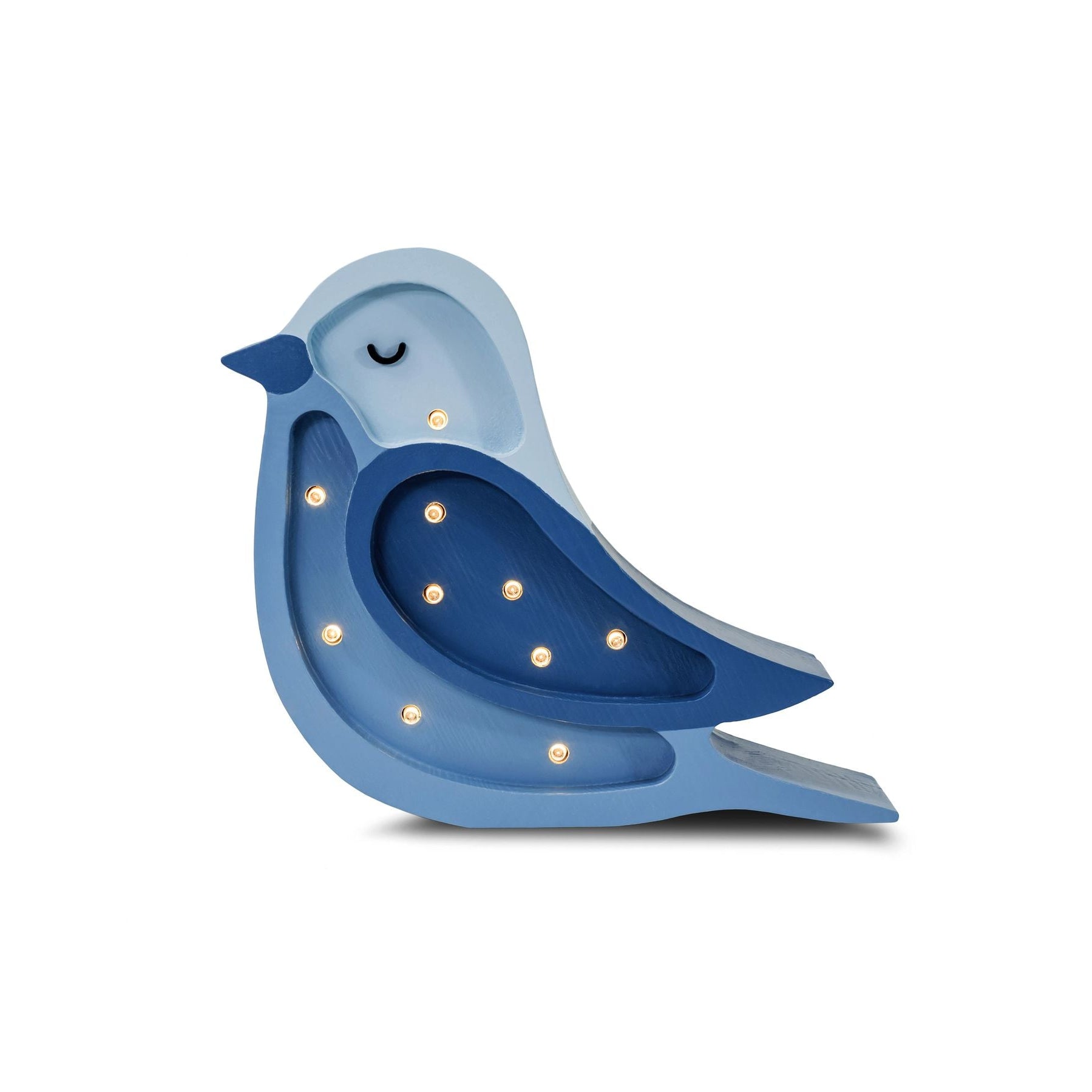 Little Lights Mini Bird Denim Blue Lamp – Handmade Baby Night Light with Dimmer