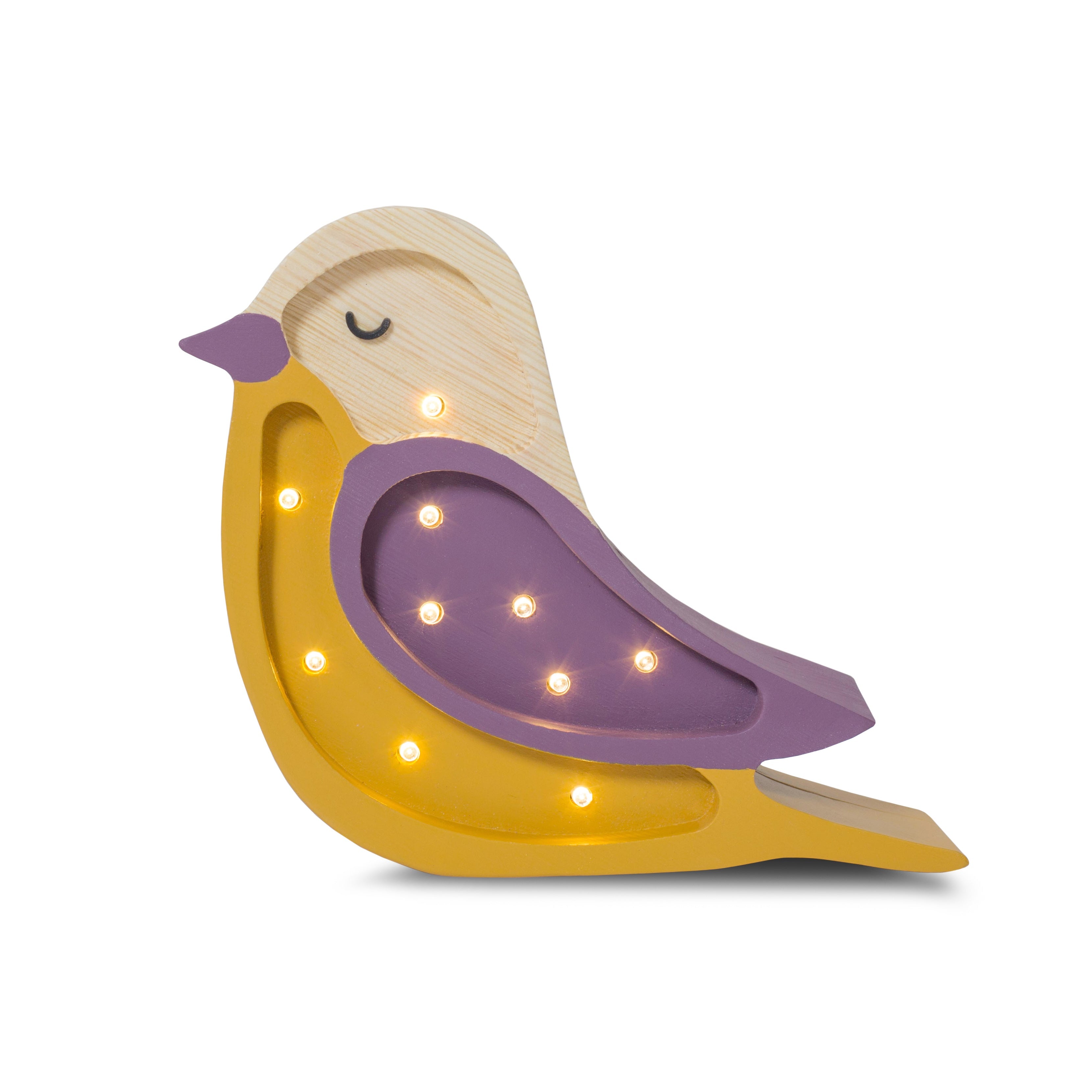 Little Lights Mini Bird Lamp in Maroon – handmade wooden night light