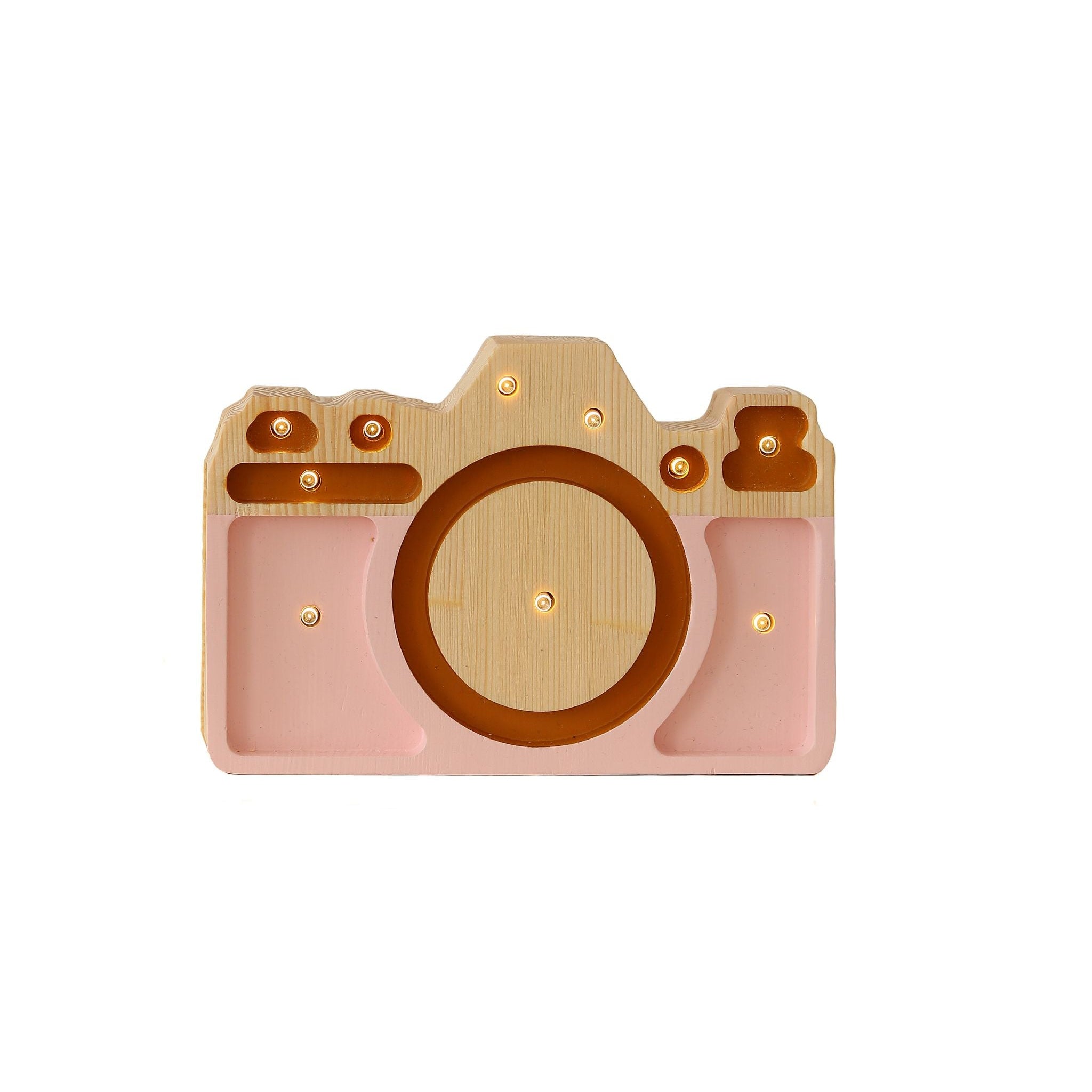 Little Lights Mini Camera Powder Pink  Lamp – Handmade Baby Night Light with Dimmer