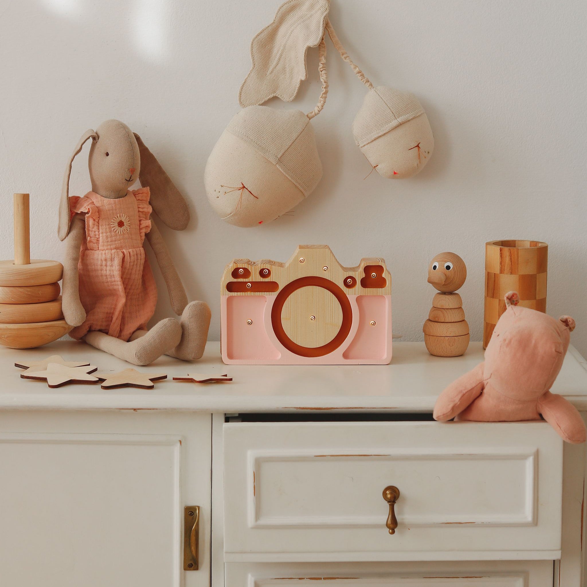 Little Lights Mini Camera pink wooden lamp for baby shower gift